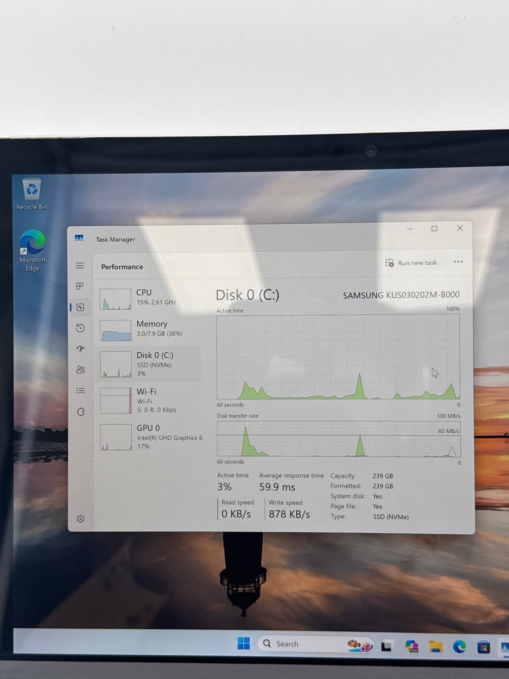 Microsoft Surface Pro 5 1796 i5-8350U 8GB RAM 256GB SSD - Bad Battery