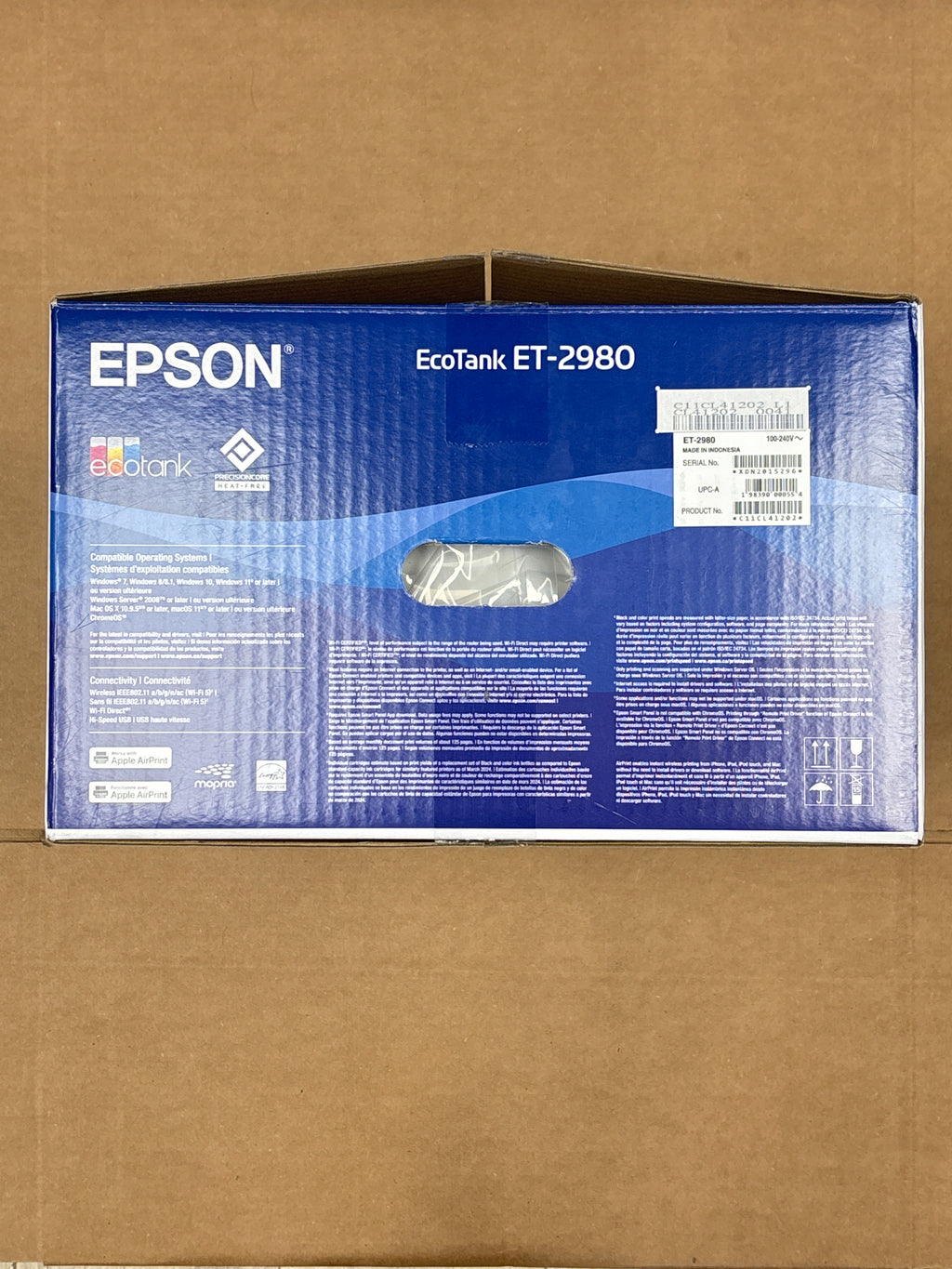 Epson EcoTank ET-2980 All-In-One Printer Wireless Inkjet White