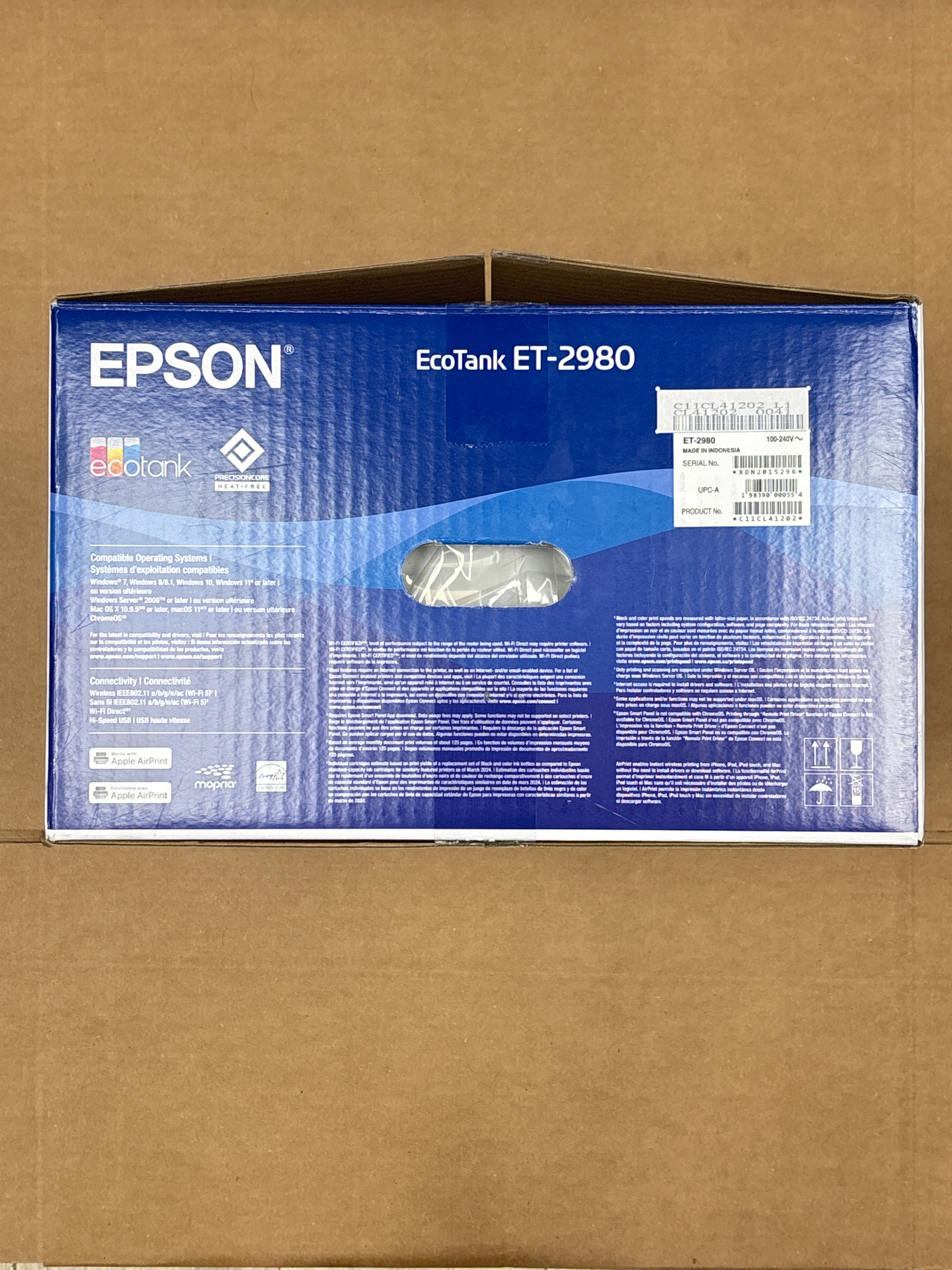 Epson EcoTank ET-2980 All-In-One Printer Wireless Inkjet White