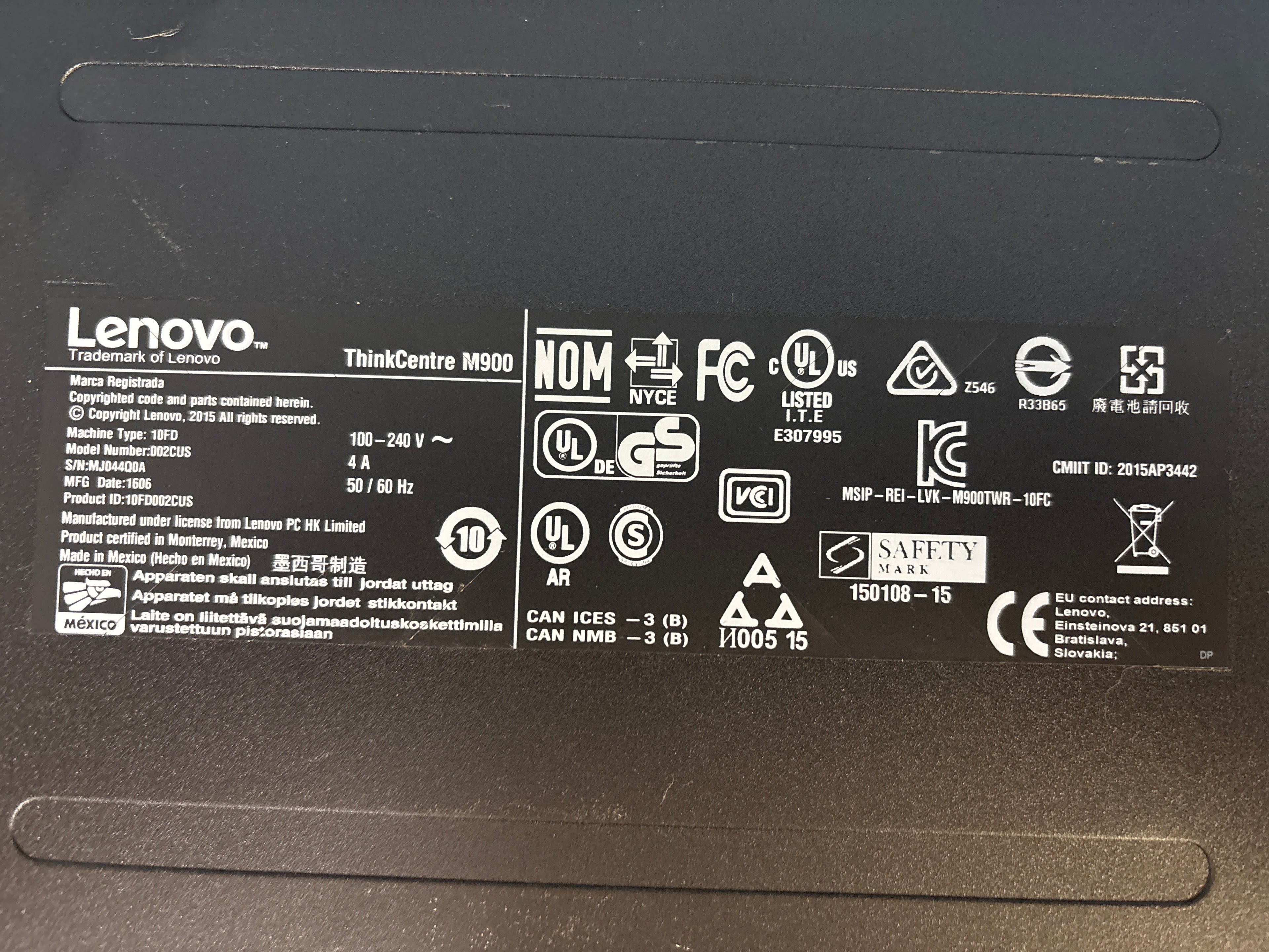 Lenovo Thinkcentre M900 i3-6100 32GB RAM 1TB HDD - For Parts (Bad HDD)