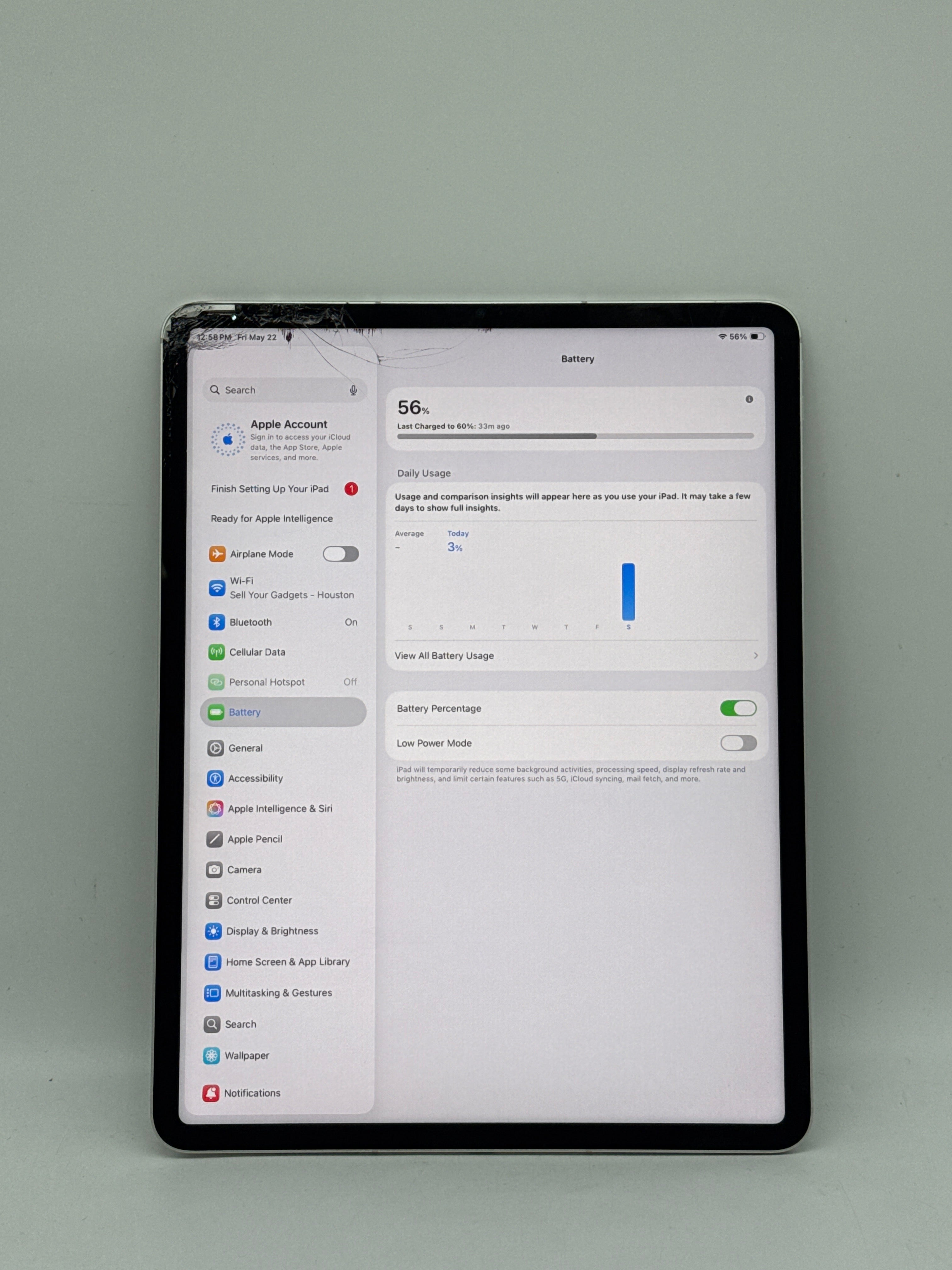 Apple iPad Pro 12.9" (5th Gen) A2379 2TB Unlocked Broken screen