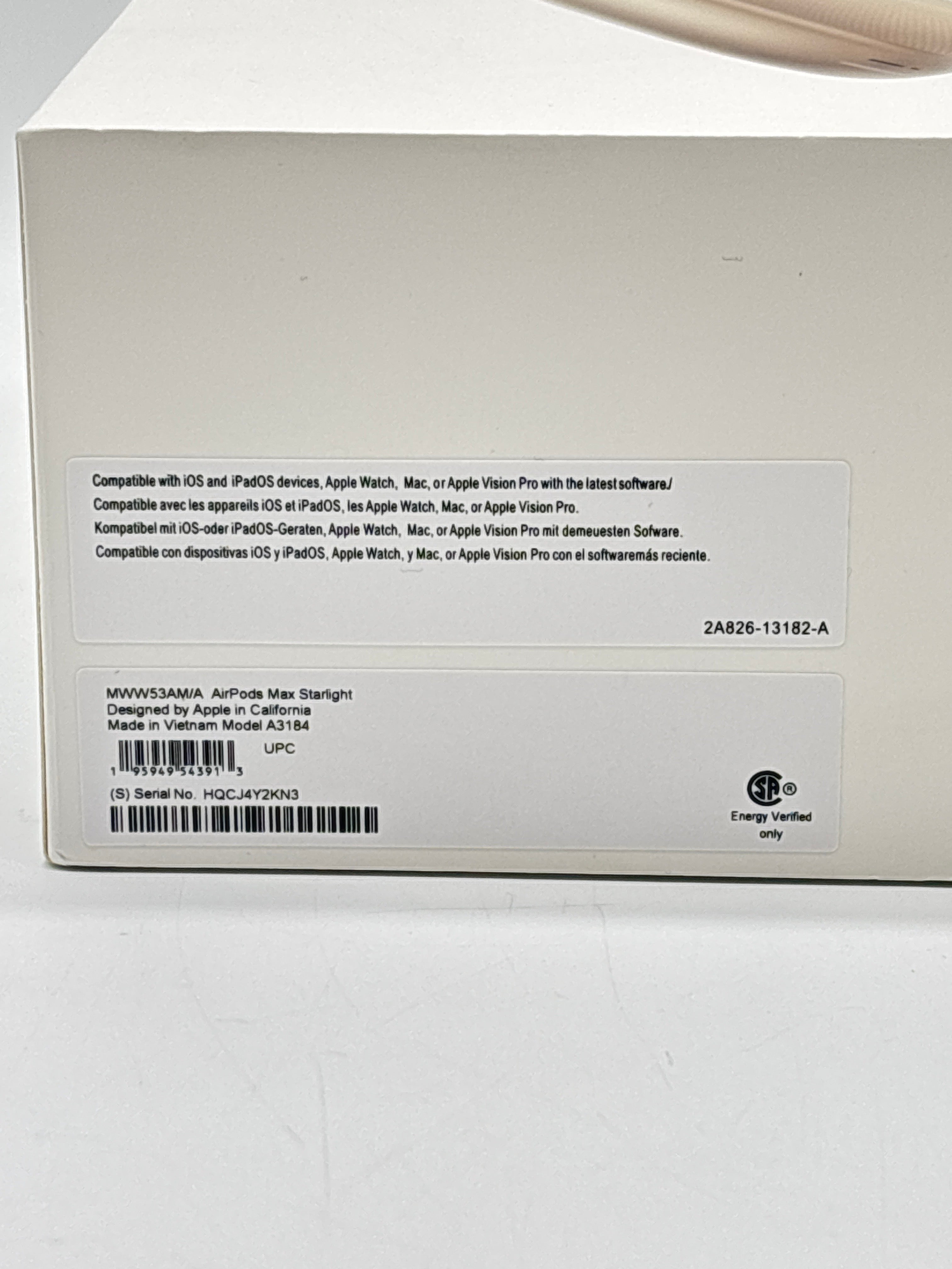 Apple AirPods Max A3184 MWW53AM/A Starlight New In Box