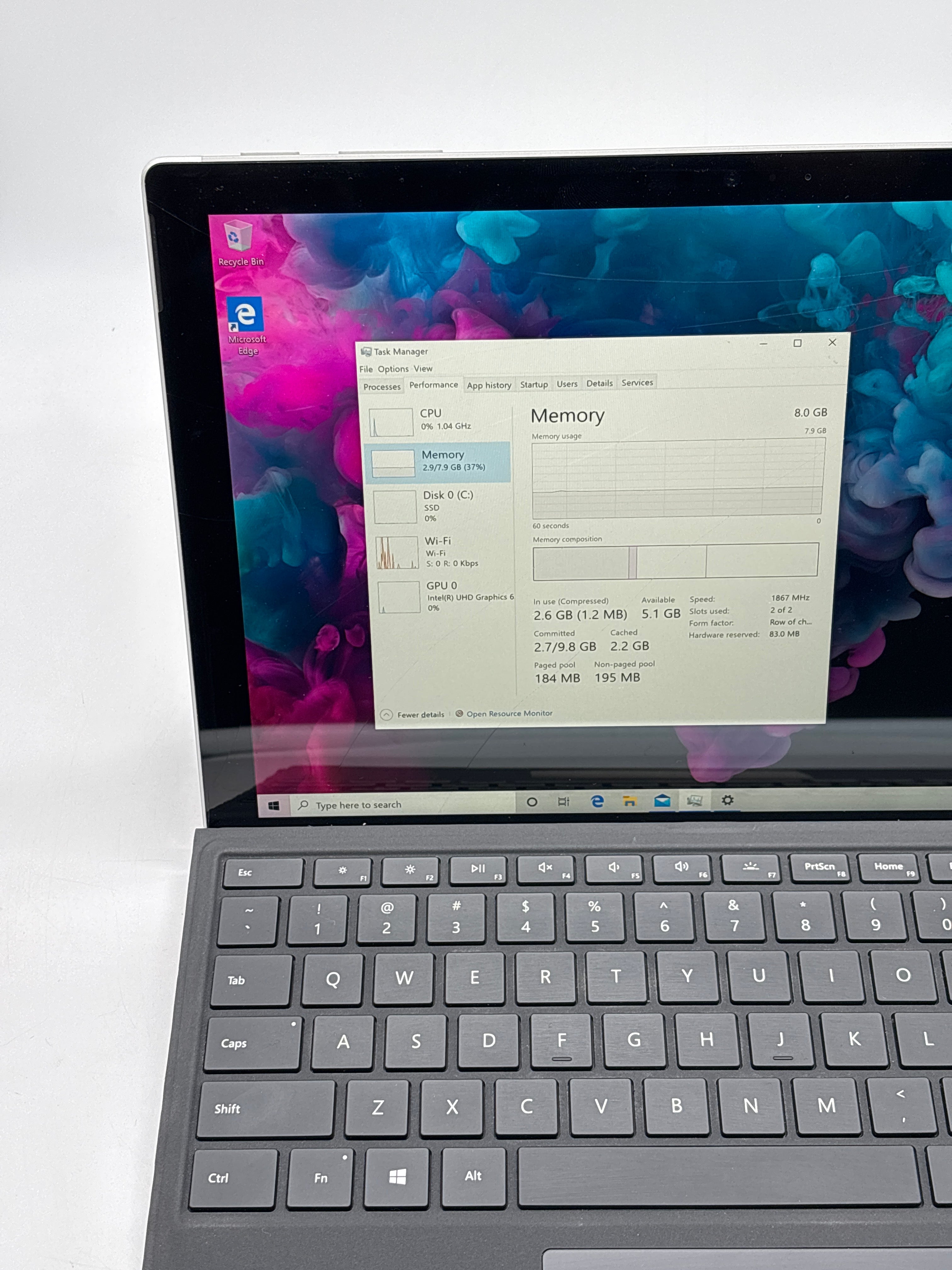 Microsoft Surface Pro 6 i5-8250U 8GB RAM 128GB SSD - For Parts (Cracked Screen)