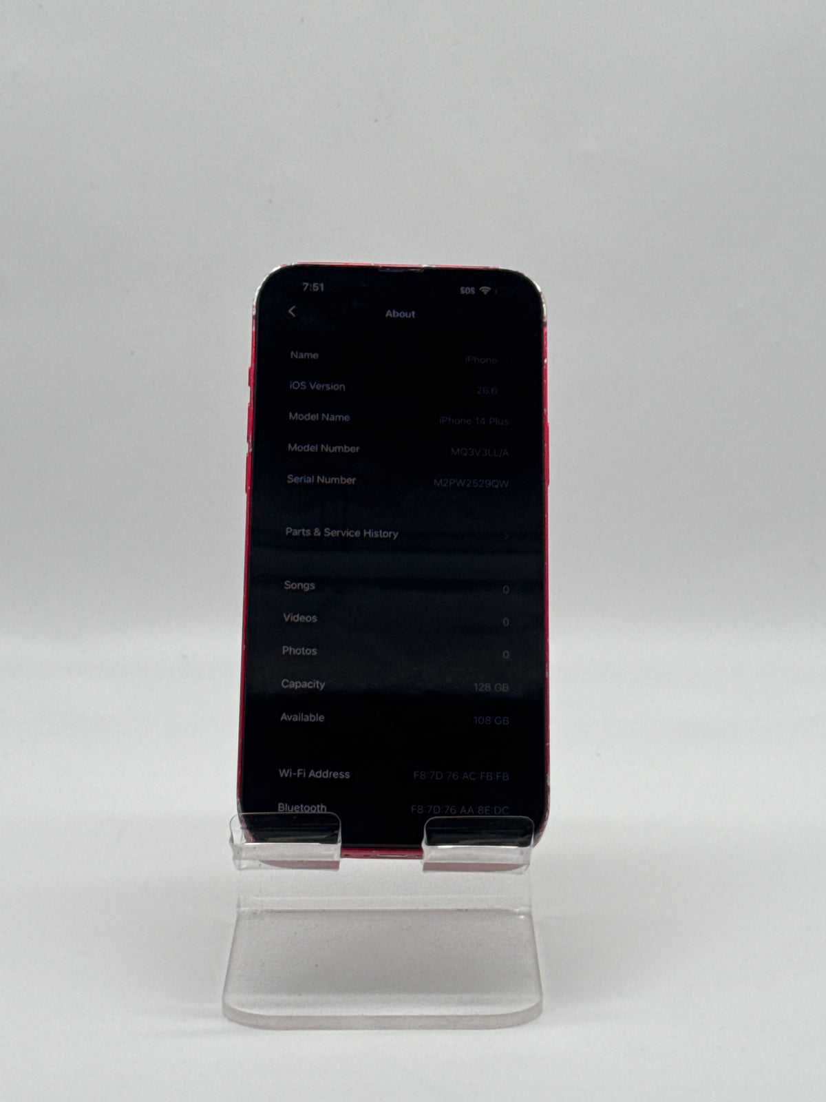 Apple iPhone 14 Plus A2632 128GB AT&T Only Red - READ
