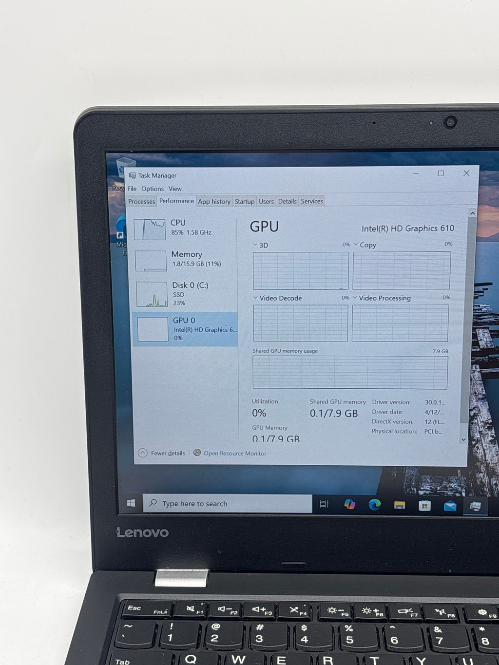 Lenovo ThinkPad 15.6" Intel Celeron 3865U 16GB RAM 256GB SSD - Used