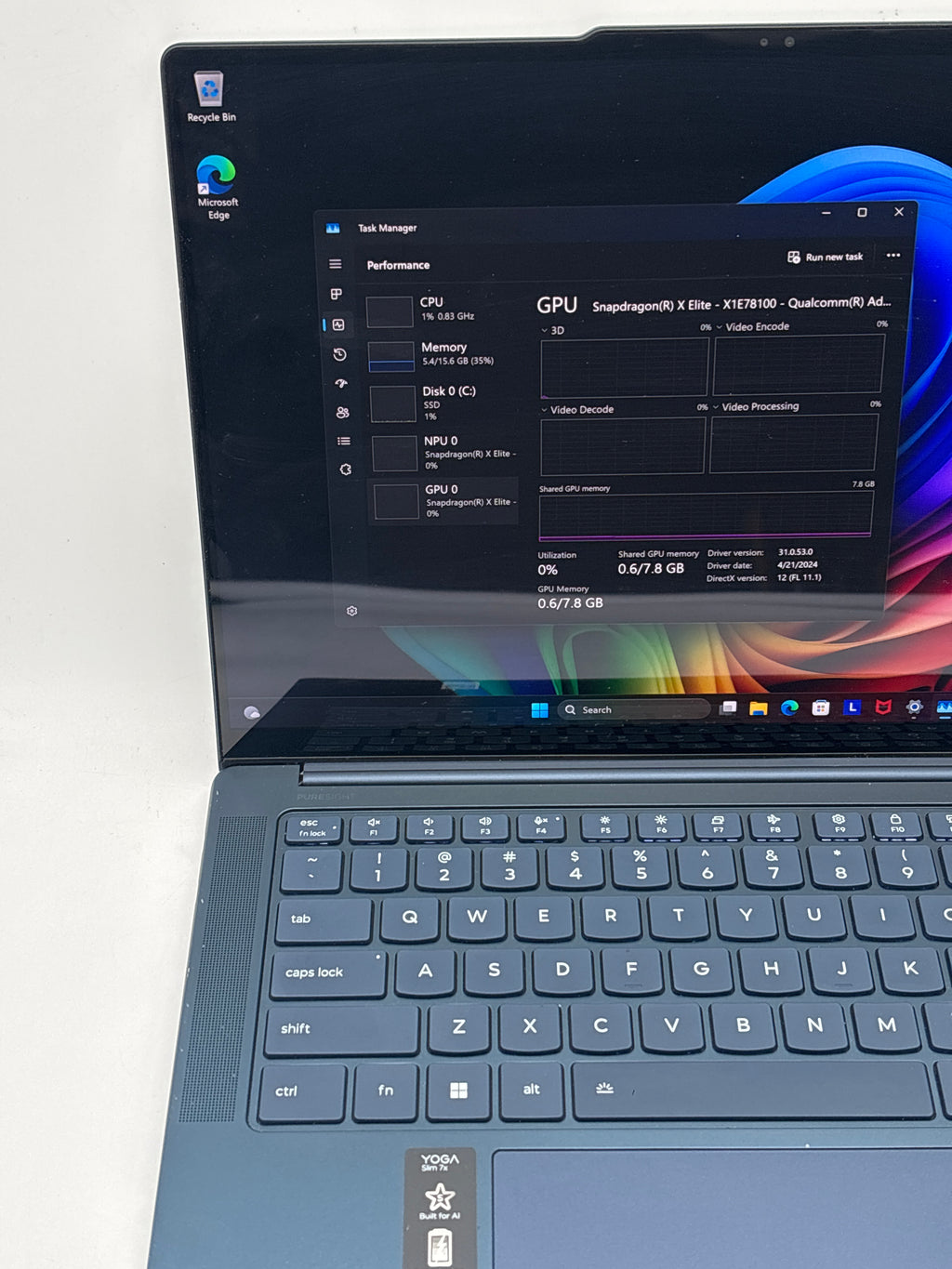 Lenovo Yoga Slim 7 14Q8X9 Touch Snapdragon X Elite 16GB RAM 512GB SSD