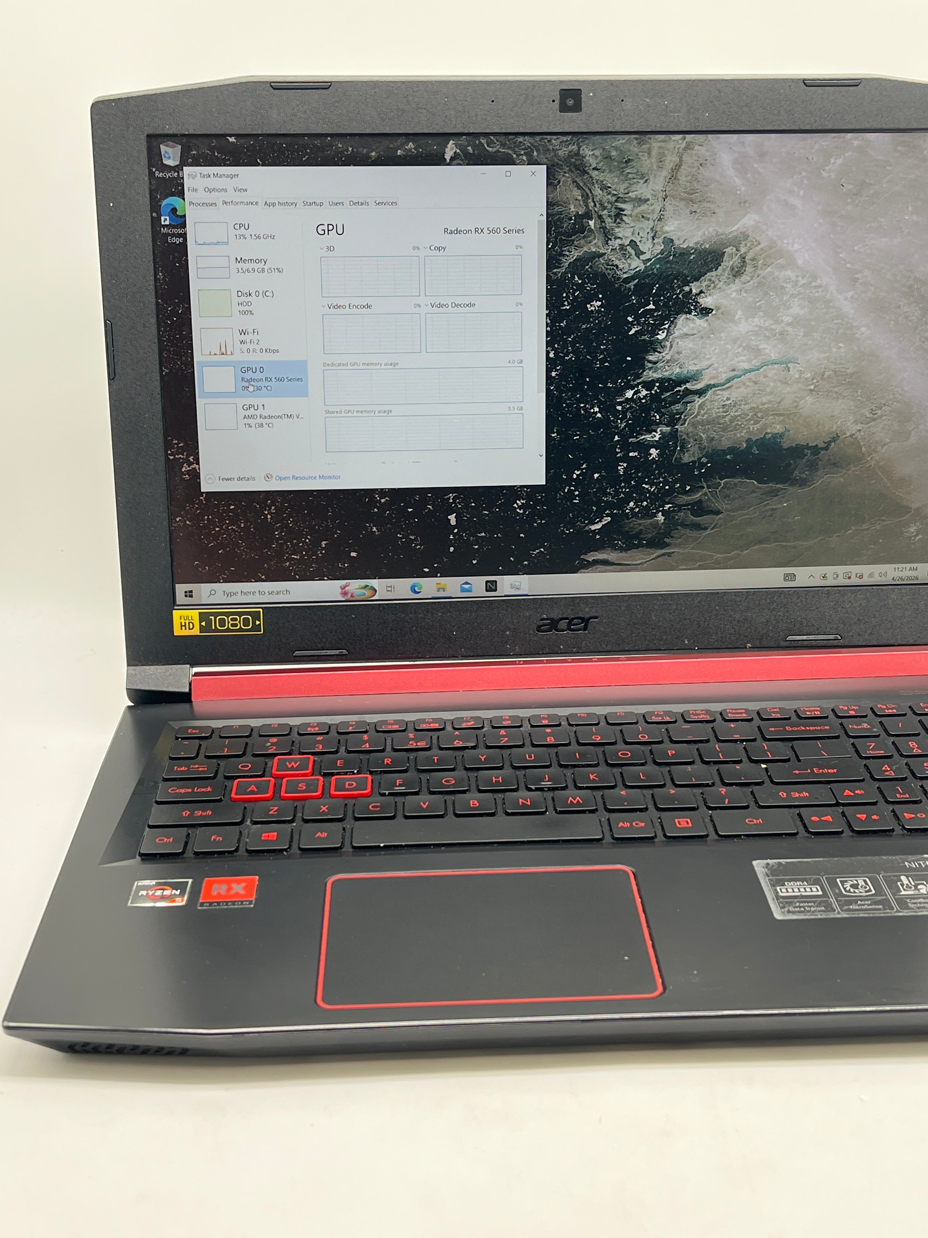 Acer Nitro 5 AN515-42 Ryzen 5-2500u 8GB Ram 1TB HDD RX 560X - For Parts Read