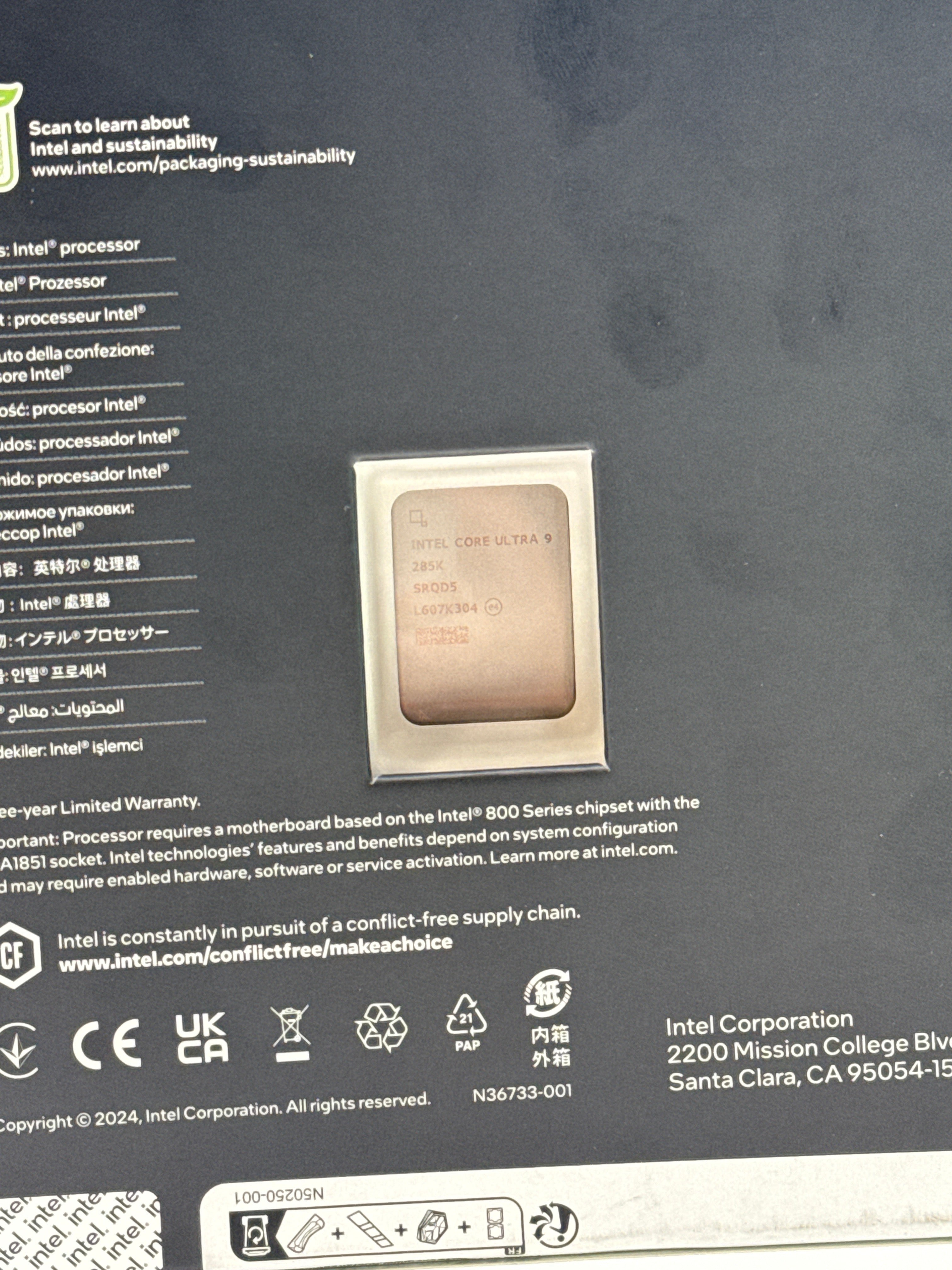Intel Core Ultra 9 285K 24 Core 3.70GHz LGA 1851 SRQD5 - New In Box