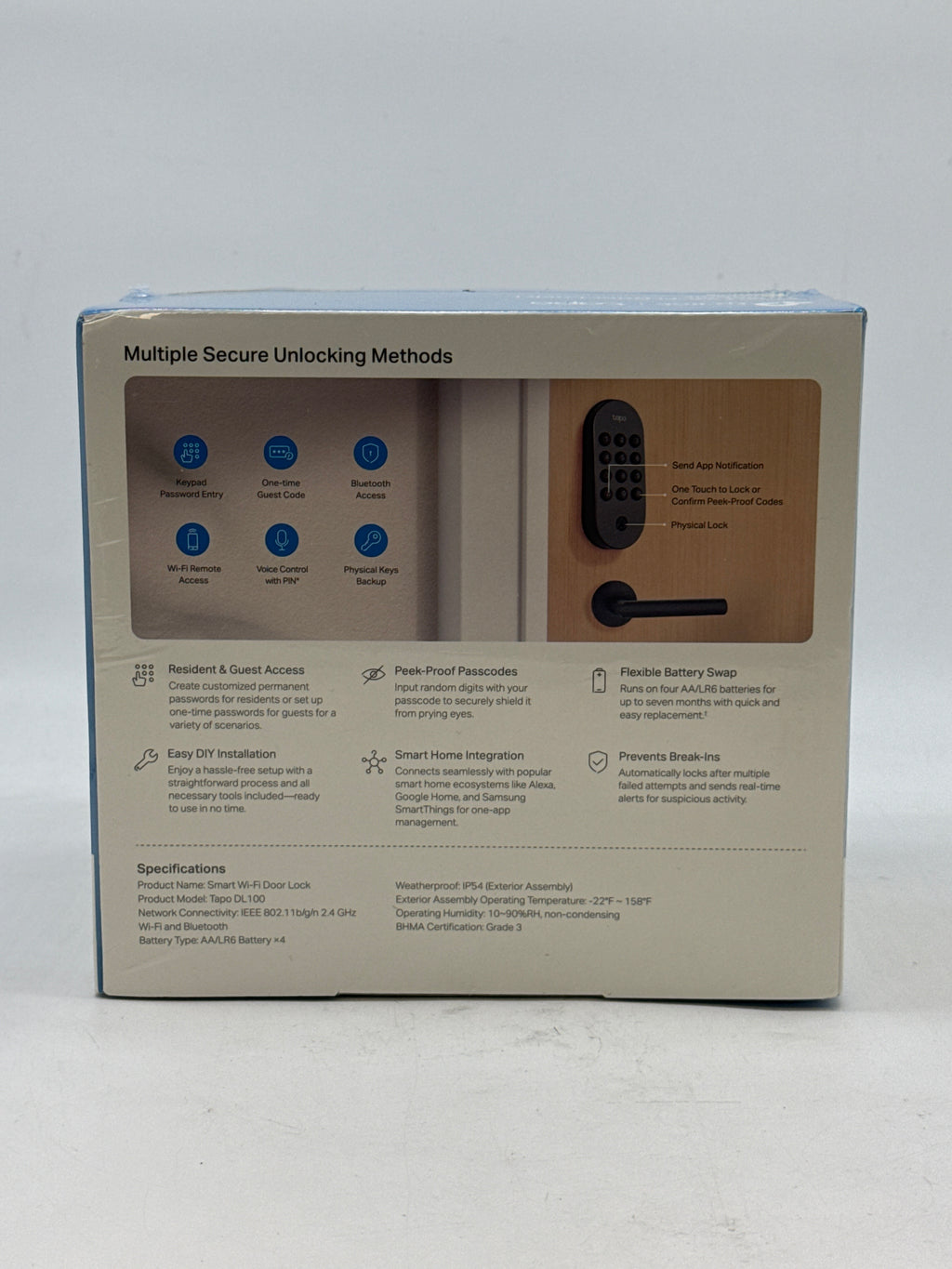 TP-Link Tapo DL100 Smart Wi-Fi Deadbolt Door Lock Keyless Bluetooth