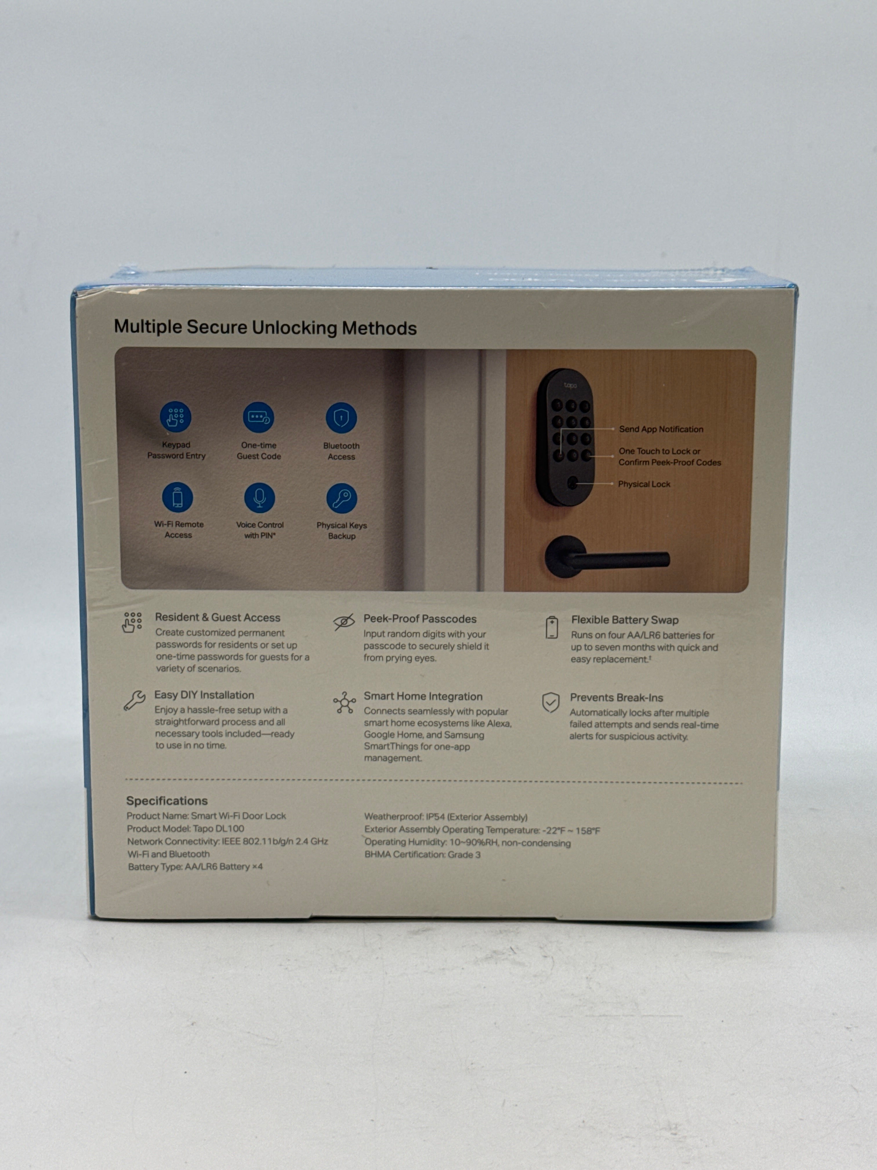 TP-Link Tapo DL100 Smart Wi-Fi Deadbolt Door Lock Keyless Bluetooth