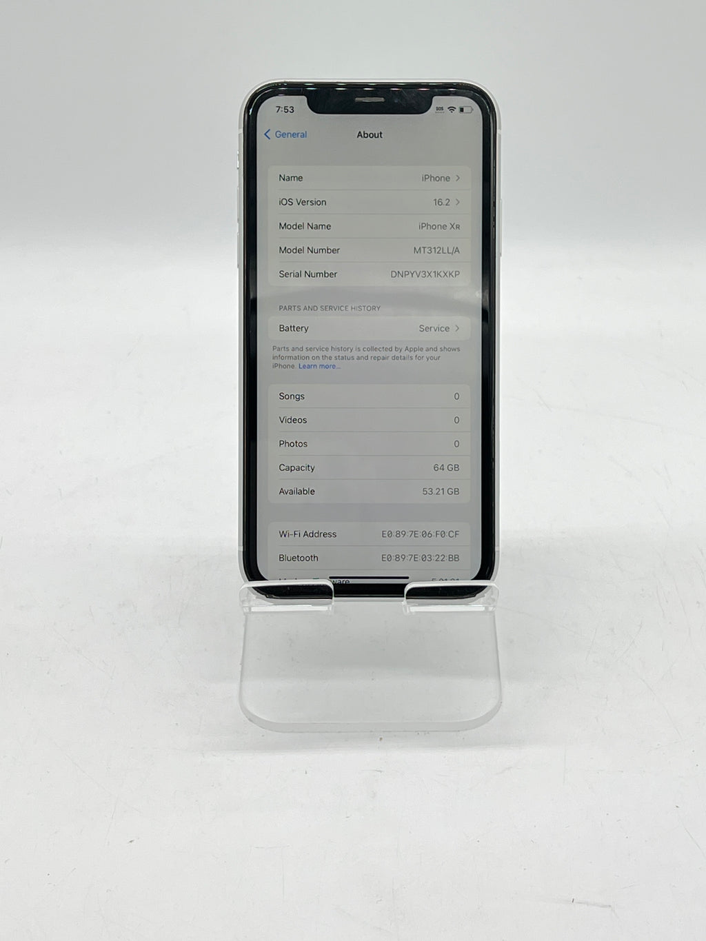 Apple iPhone XR 64GB Unlocked  White - For Parts (Bad Battery)