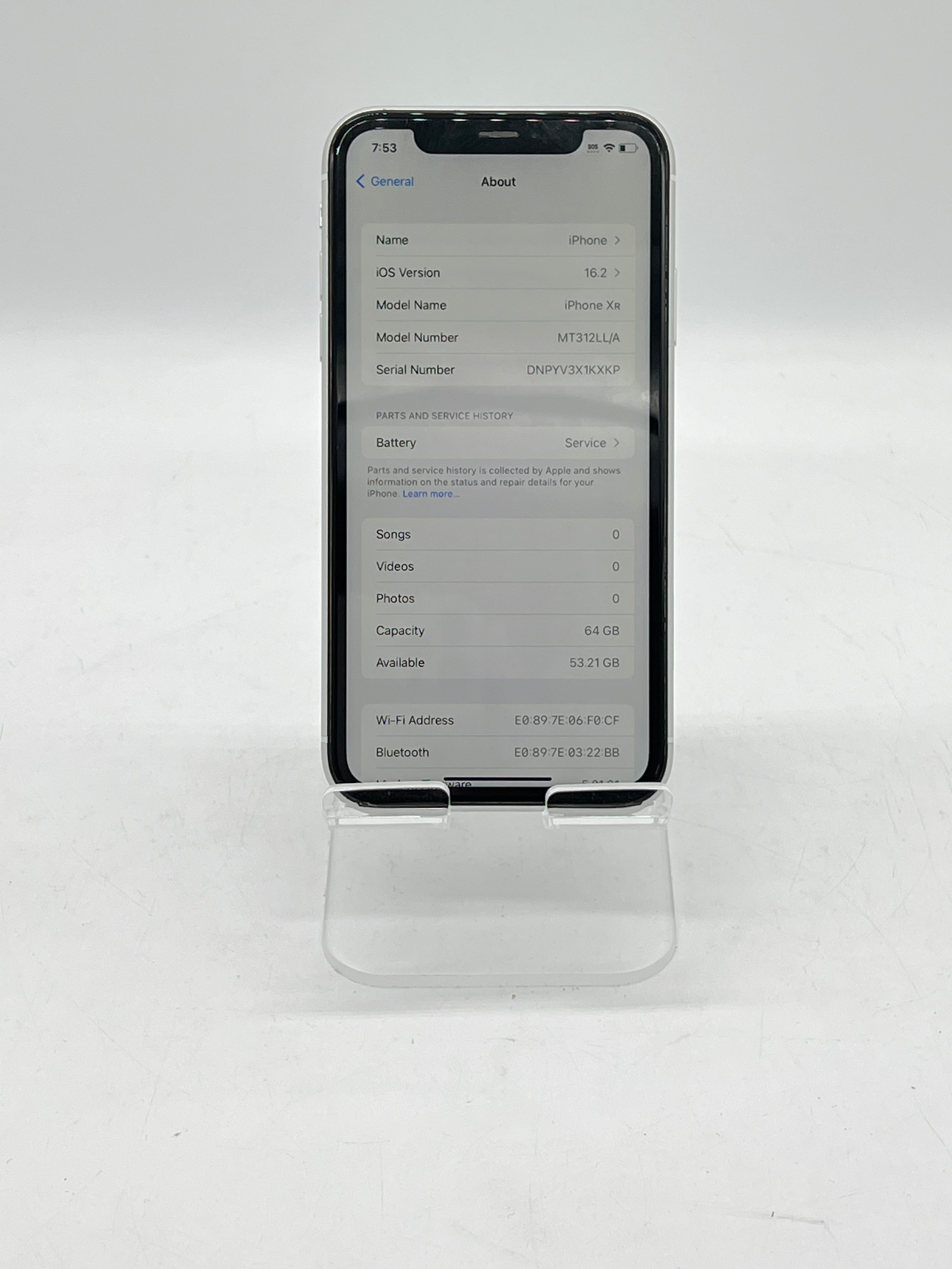Apple iPhone XR 64GB Unlocked  White - For Parts (Bad Battery)