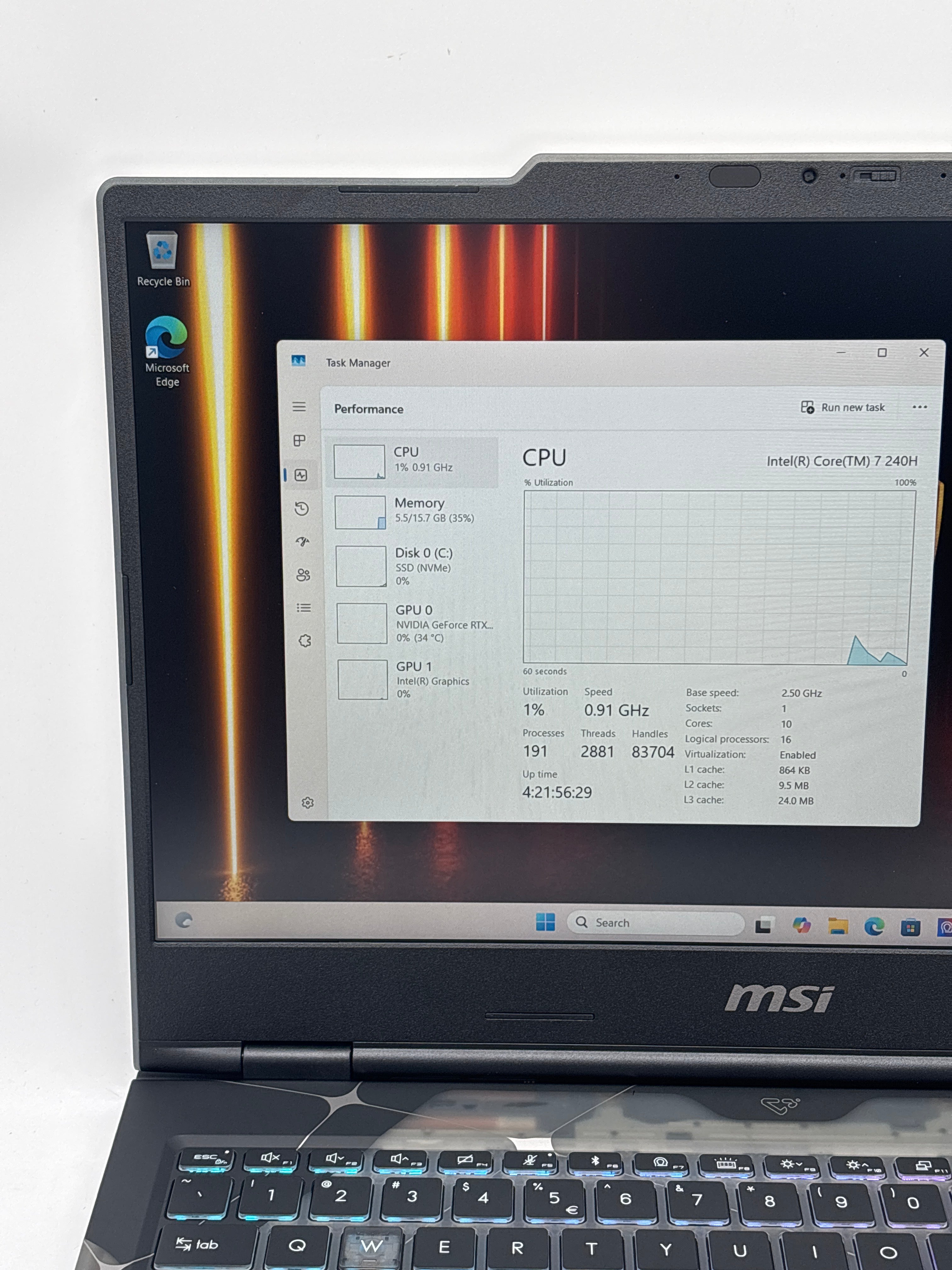 MSI Cyborg 15 B2RWFKG 15.6" Core 7 240H 16GB RAM 512GB SSD RTX 5060 - Used