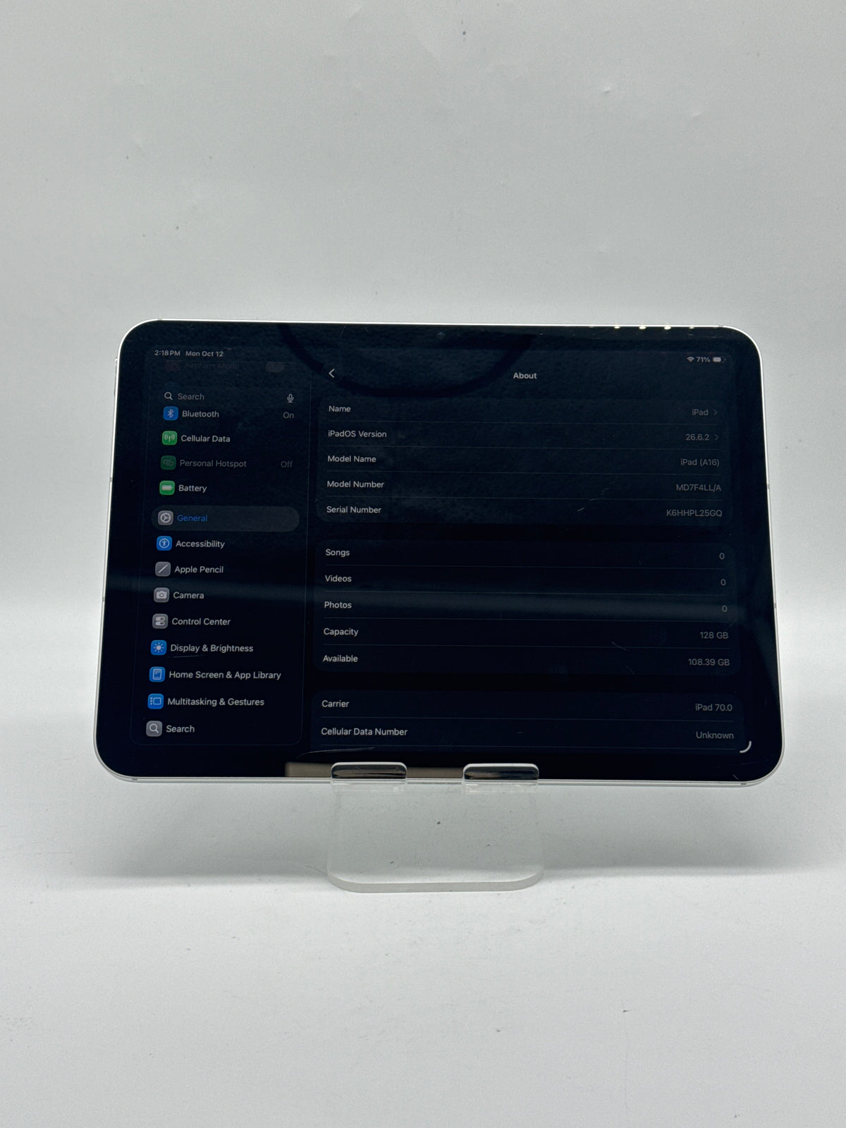 Apple iPad A16 A3355 128GB Compatible with Verizon - Read
