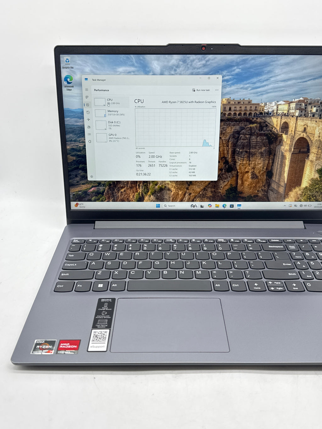 Lenovo IdeaPad Slim 3 15ABR8 Ryzen 7 5825U 16GB RAM 512GB SSD Gray - Used