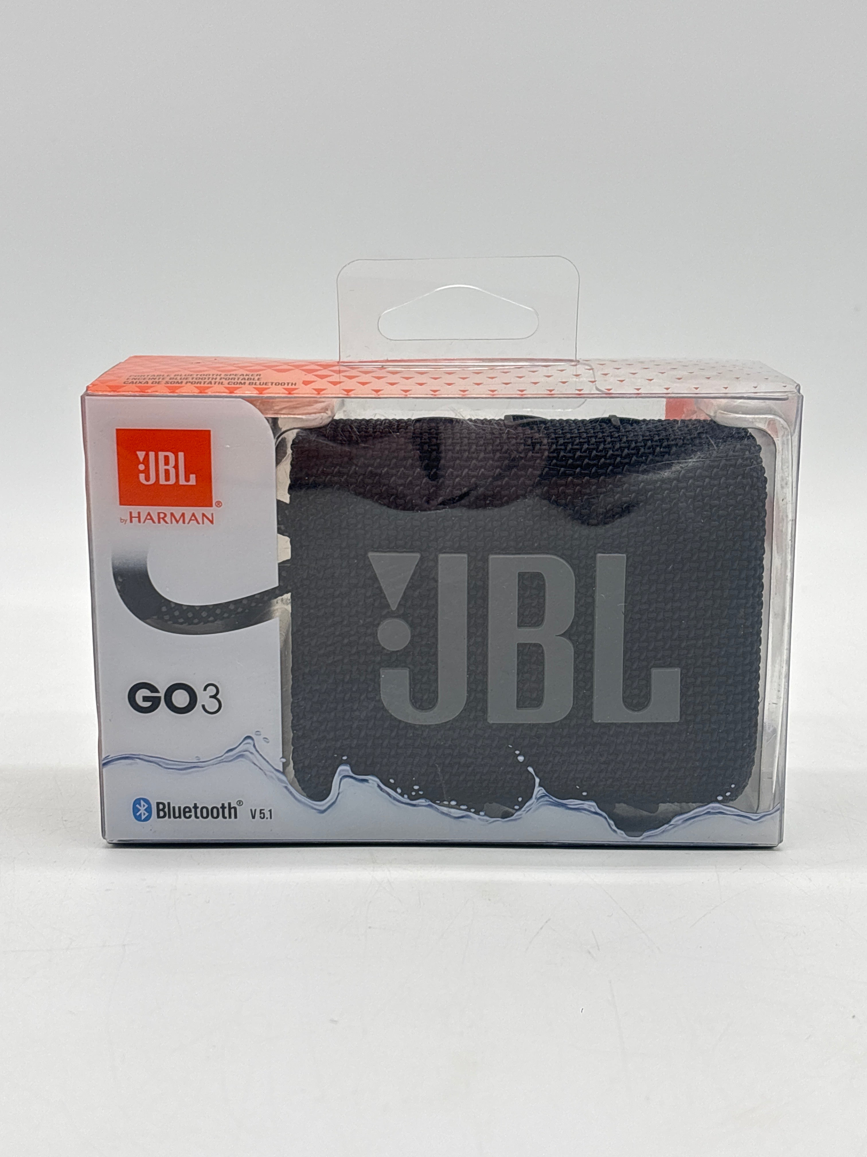 JBL GO 3 Portable Wireless Bluetooth Waterproof Pocket Speaker Black - New In Box
