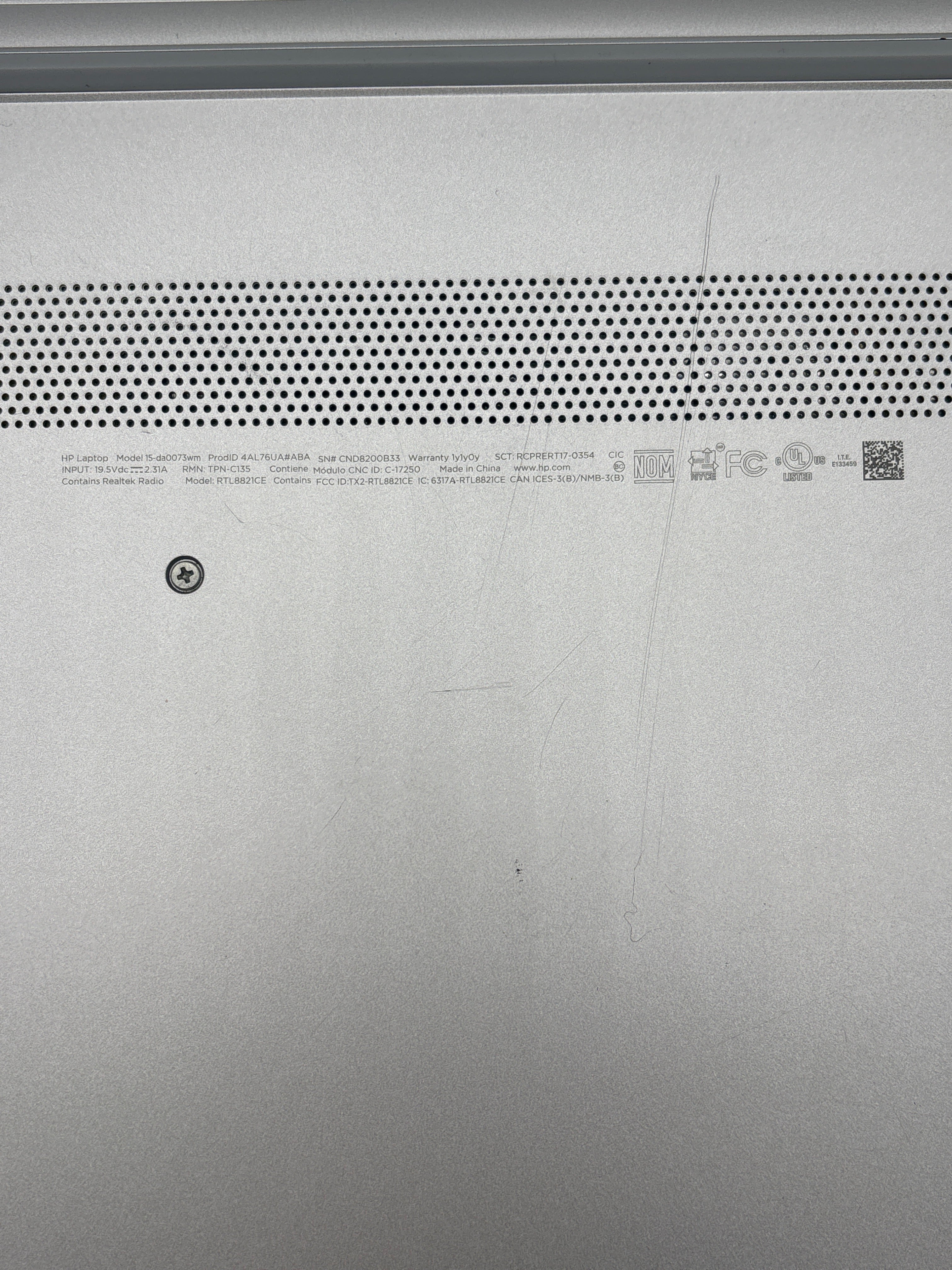 HP 15-da0073wm Intel Core i7-8550U 1TB SSD 4GB RAM