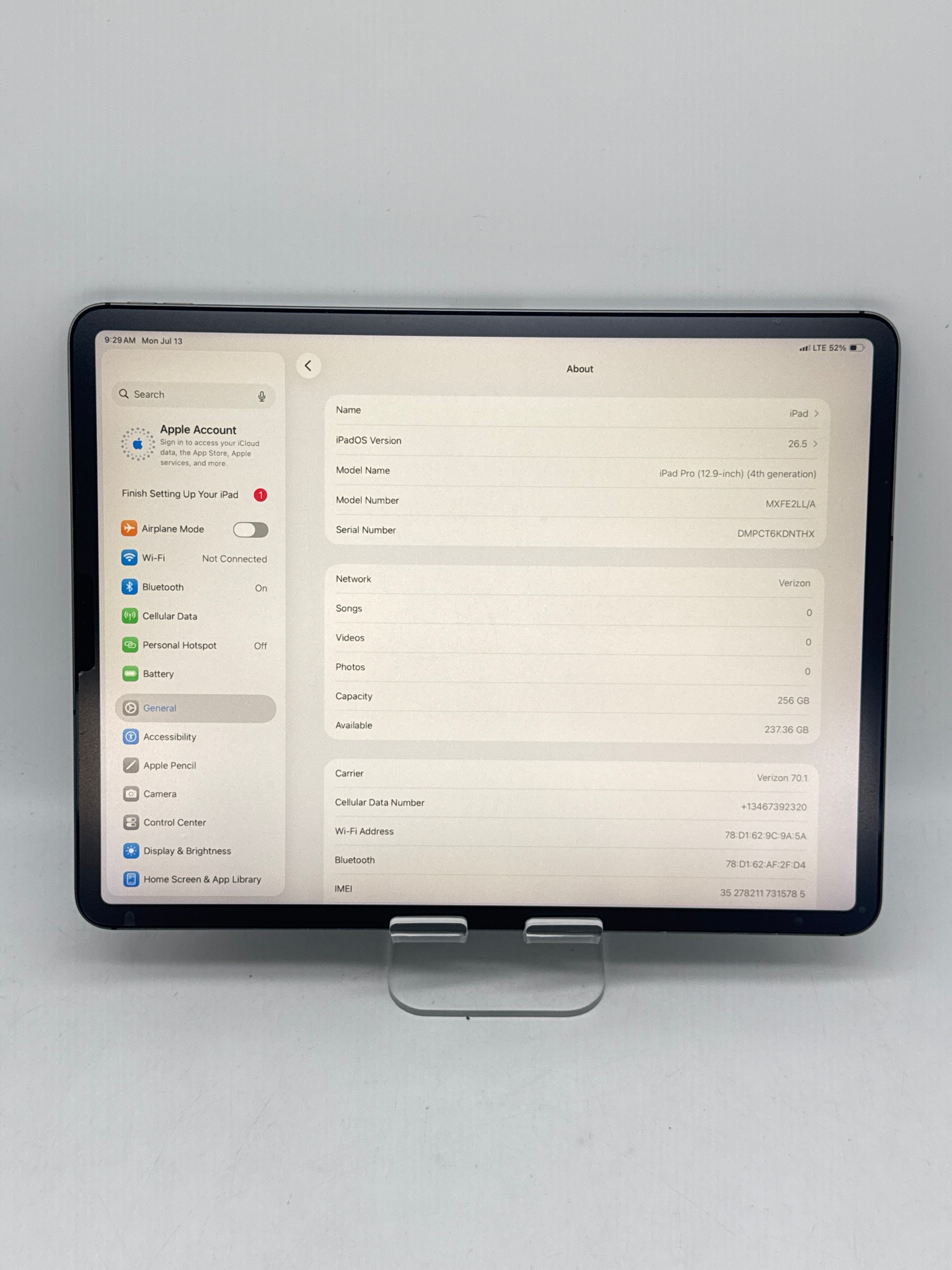 Apple iPad Pro 12.9" 4th Gen 256GB Wi-Fi + Cellular Unlocked A2069