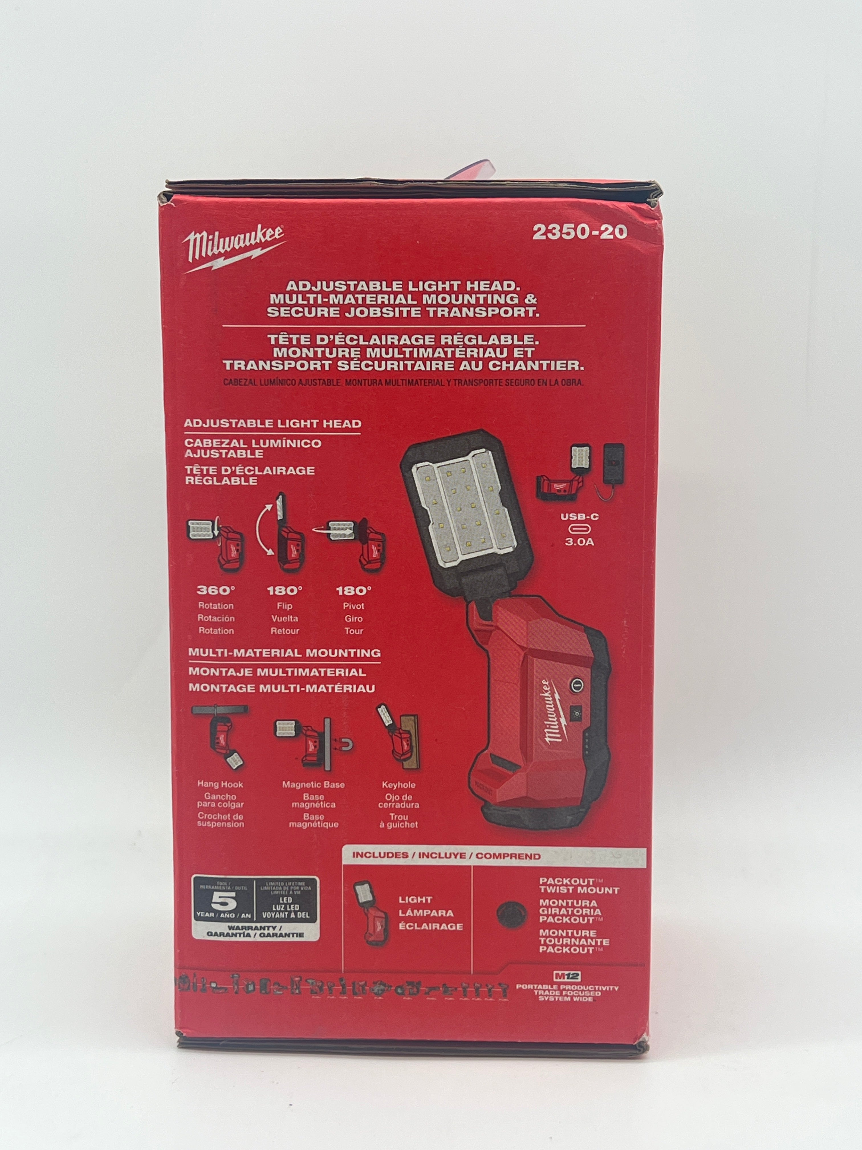 Milwaukee 2350-20 Work Light 12V New In Box Red