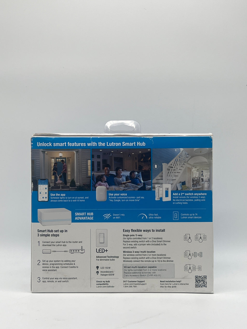 Lutron Caseta DIVA Smart Dimmer Starter Kit W/Hub DVRF-BDG-1D - New