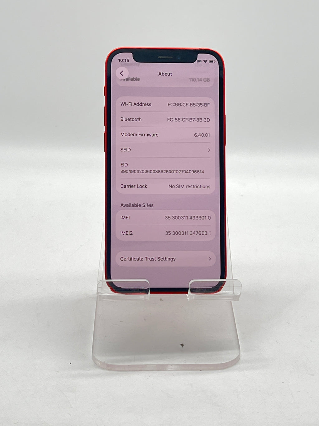 Apple iPhone 12 Mini 128GB Unlocked Red - For Parts (Bad Battery)