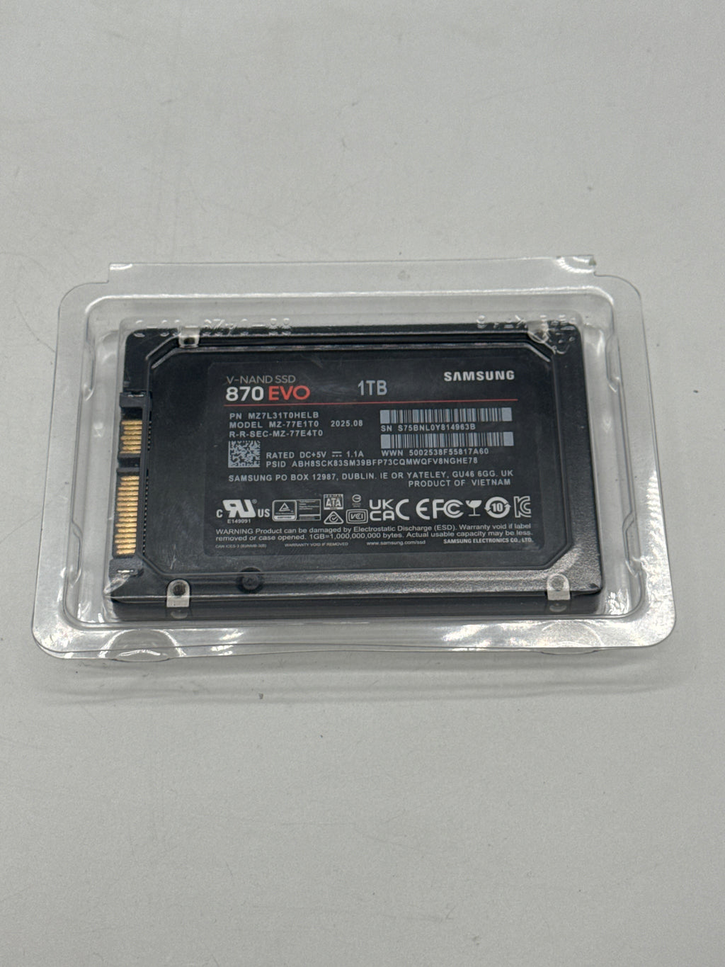 Samsung 870 EVO 1TB 2.5 in SATA III Internal SSD Black - New
