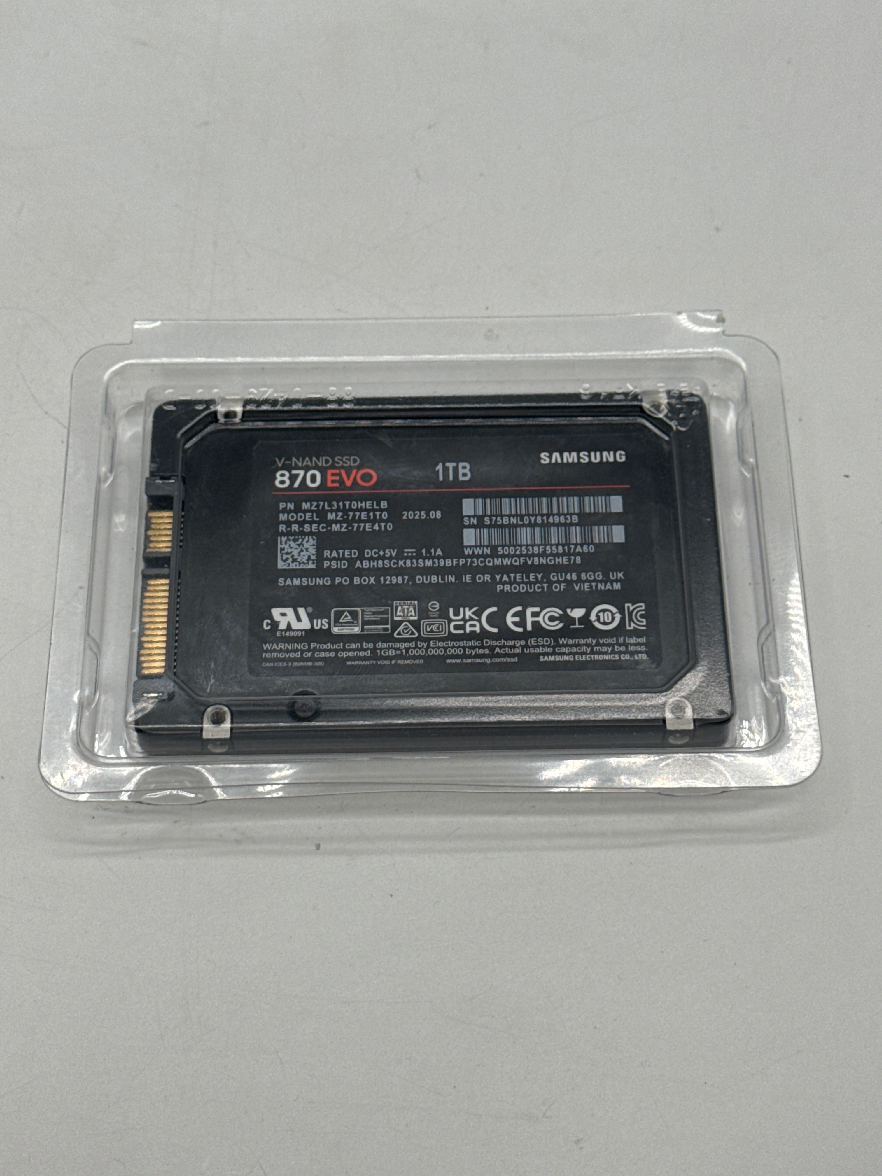 Samsung 870 EVO 1TB 2.5 in SATA III Internal SSD Black - New