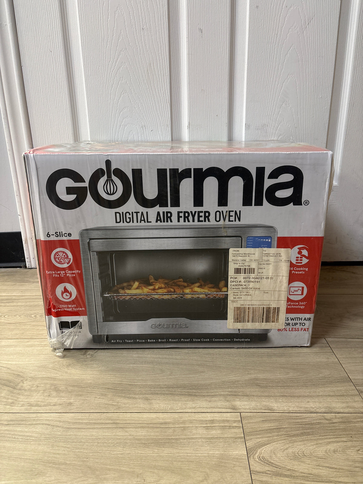 Gourmia GTF7900 Digital Air Fryer Toaster Oven 1700W 6-Slice Stainless Steel - New
