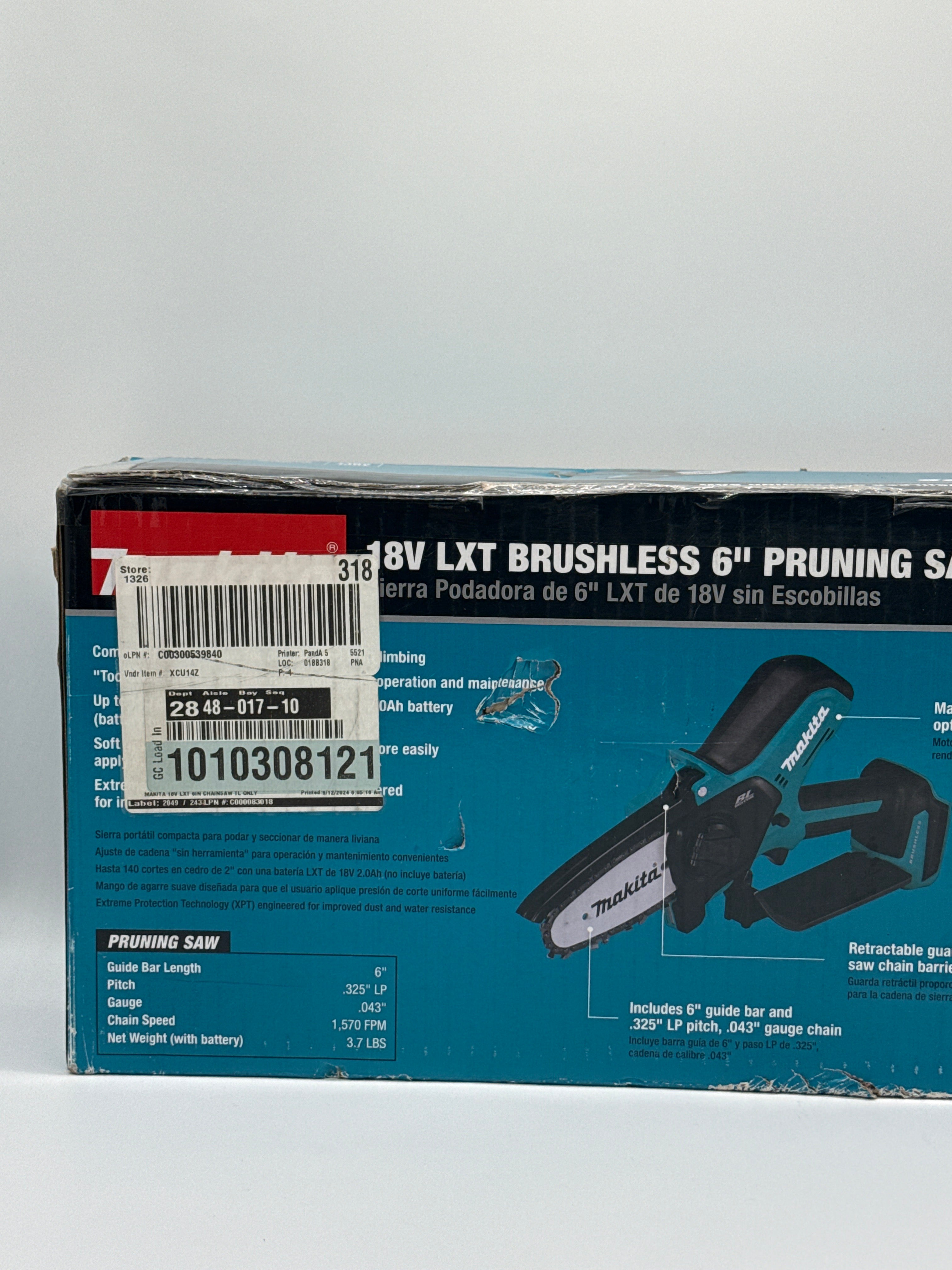 Makita XCU14Z 18V Brushless Cordless 6 Inch Chain Saw Kit - New In Box