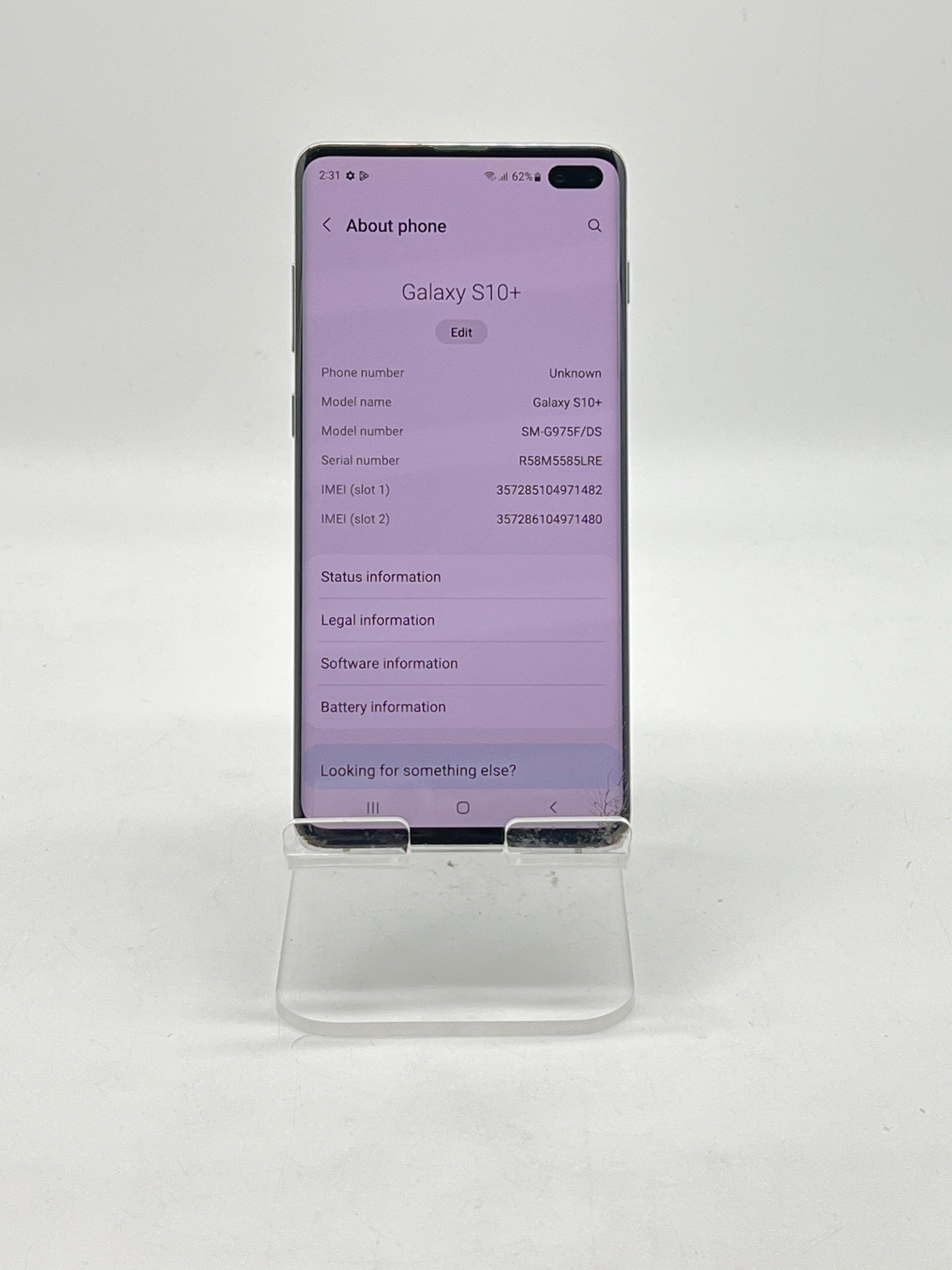 Samsung Galaxy S10+ SM-G975U 128GB Unlocked - For Parts (Cracked Screen)