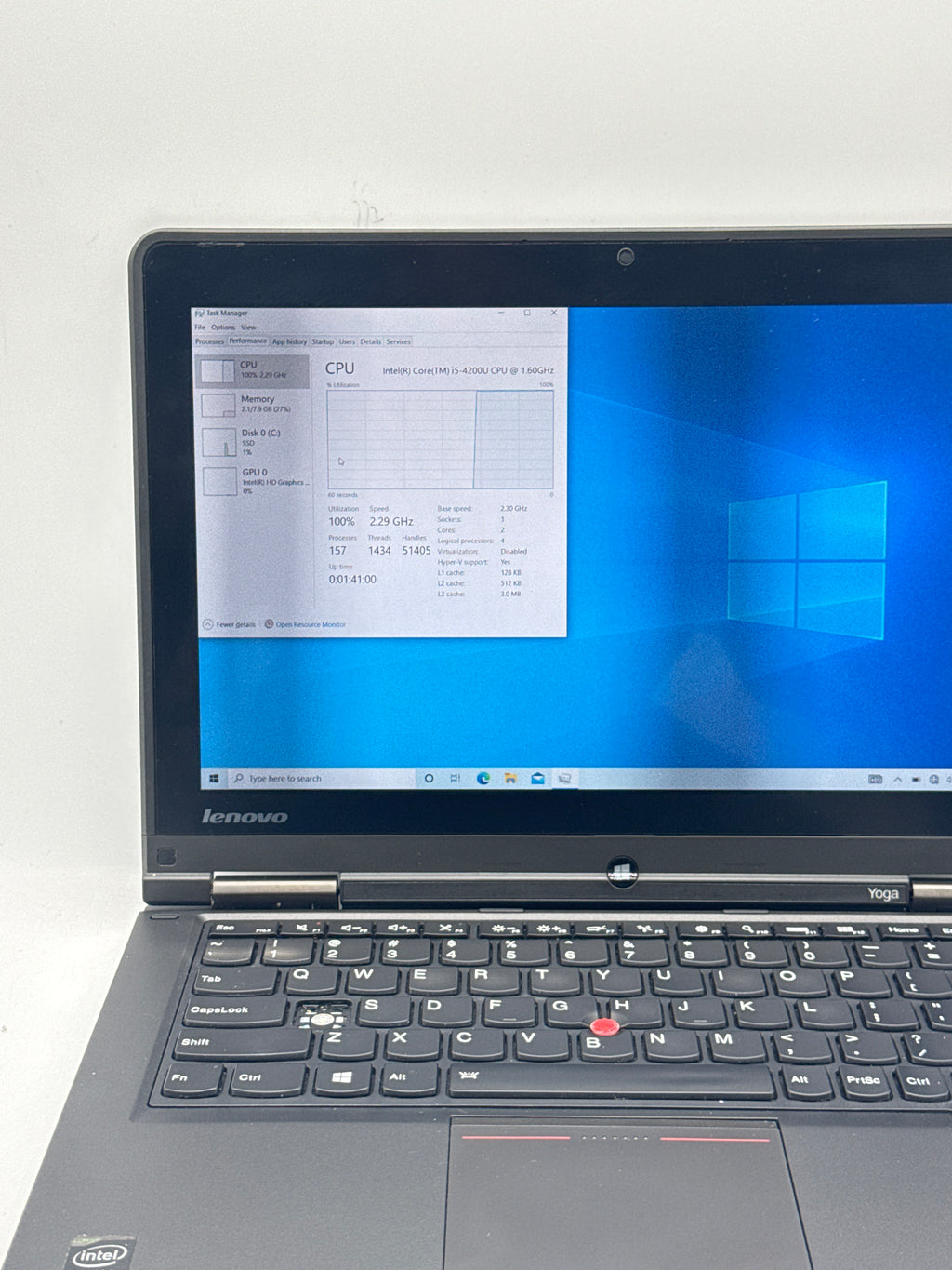 Lenovo Type 20CD 12.5" Intel Core i5-4200U 8GB RAM 128GB SSD Black - Missing Key