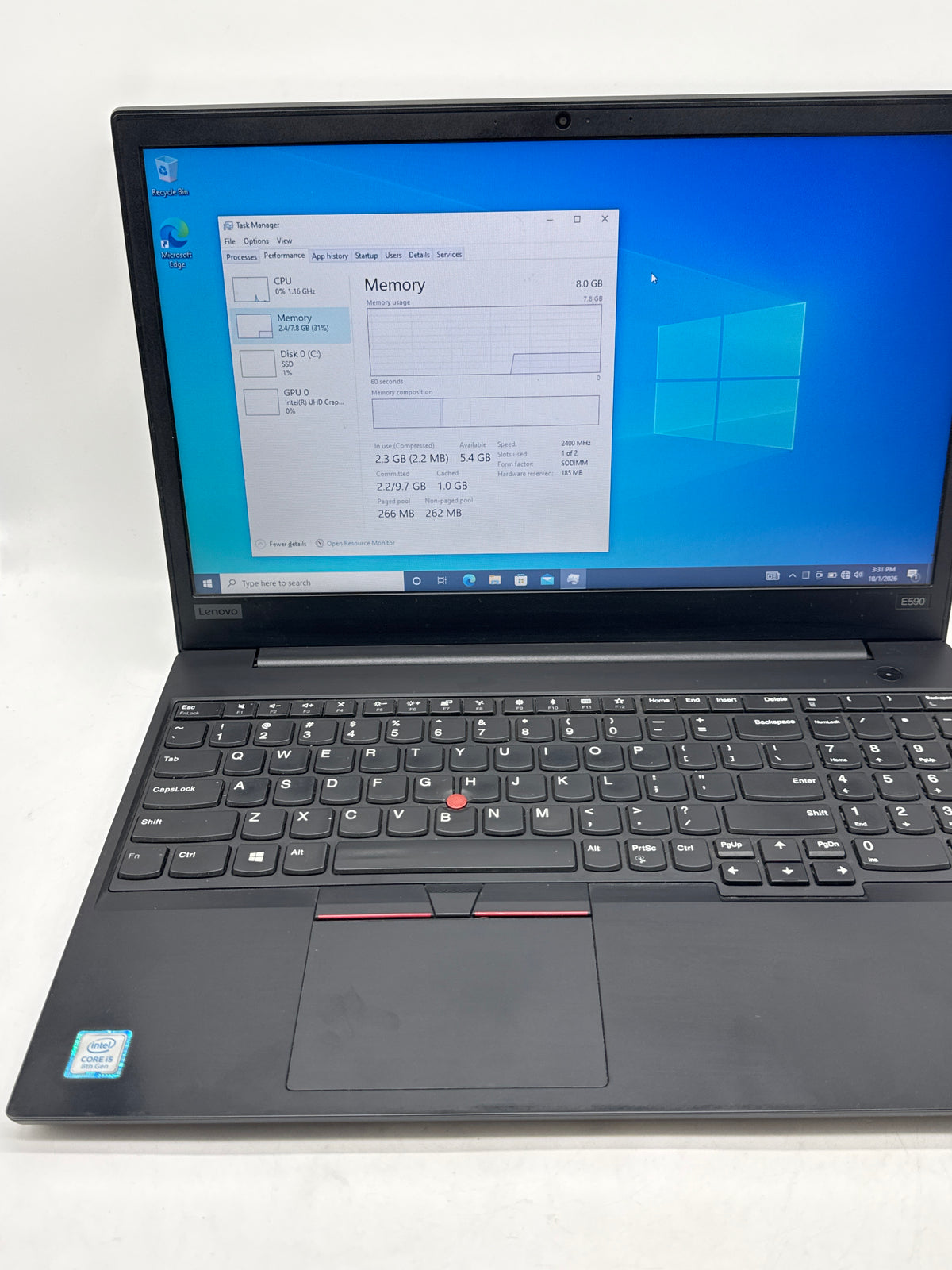 Lenovo ThinkPad E590 15.6in Core i5 8265U 8GB RAM 512GB SSD - Used