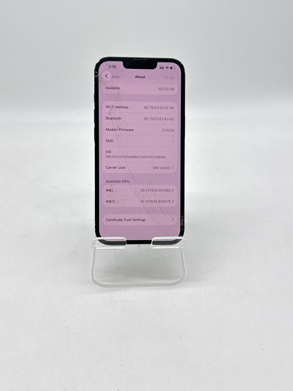 AT&T Apple iPhone 16e A3212 128GB - Check ESN Cracked Back/Screen