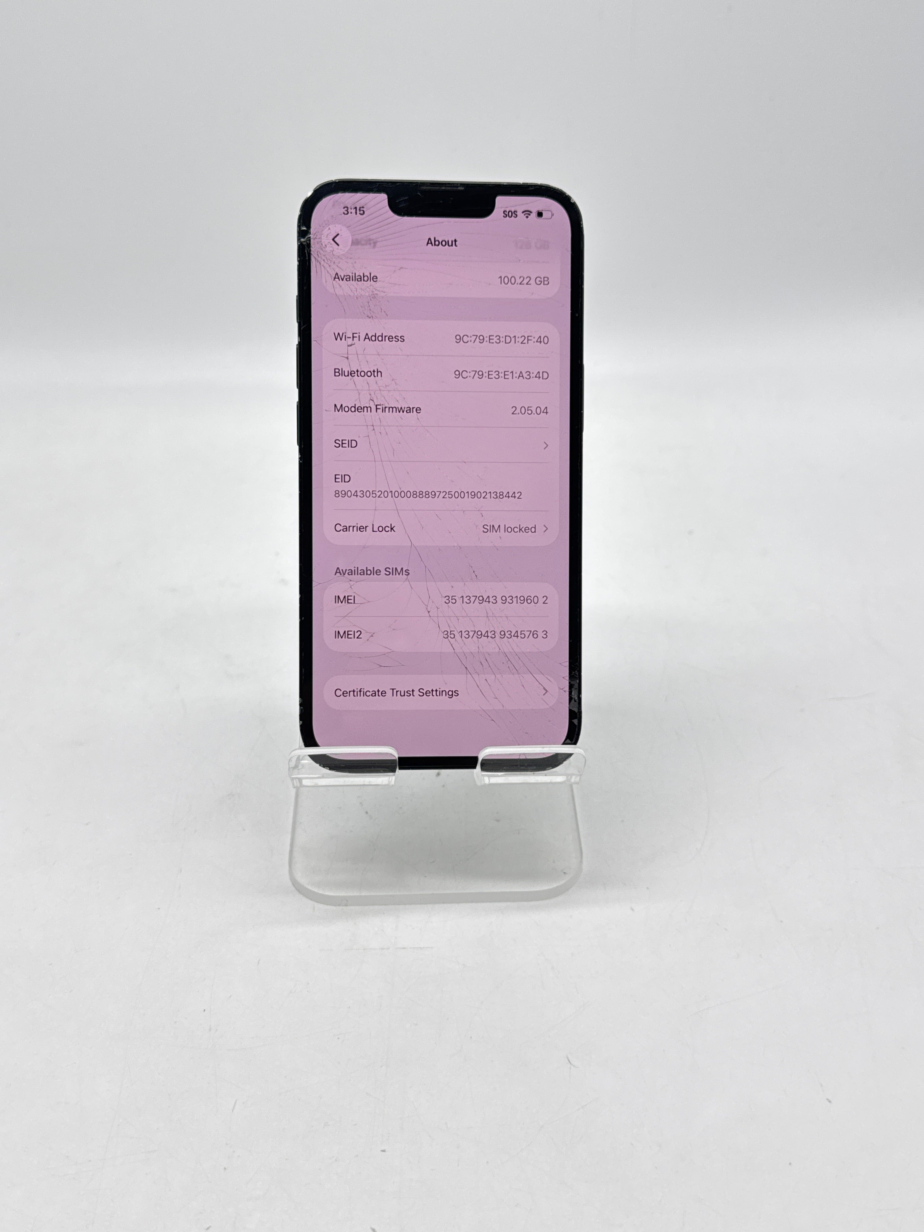 AT&T Apple iPhone 16e A3212 128GB - Check ESN Cracked Back/Screen
