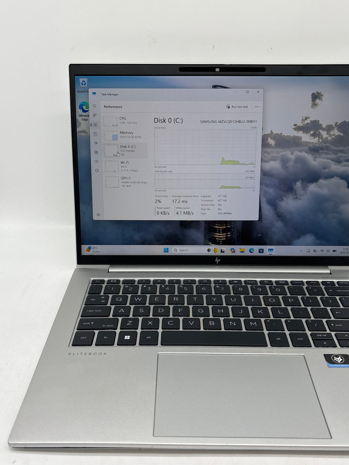 HP EliteBook 840 G9 14" Intel Core i5-1235U 16GB RAM 512GB SSD Silver - Used