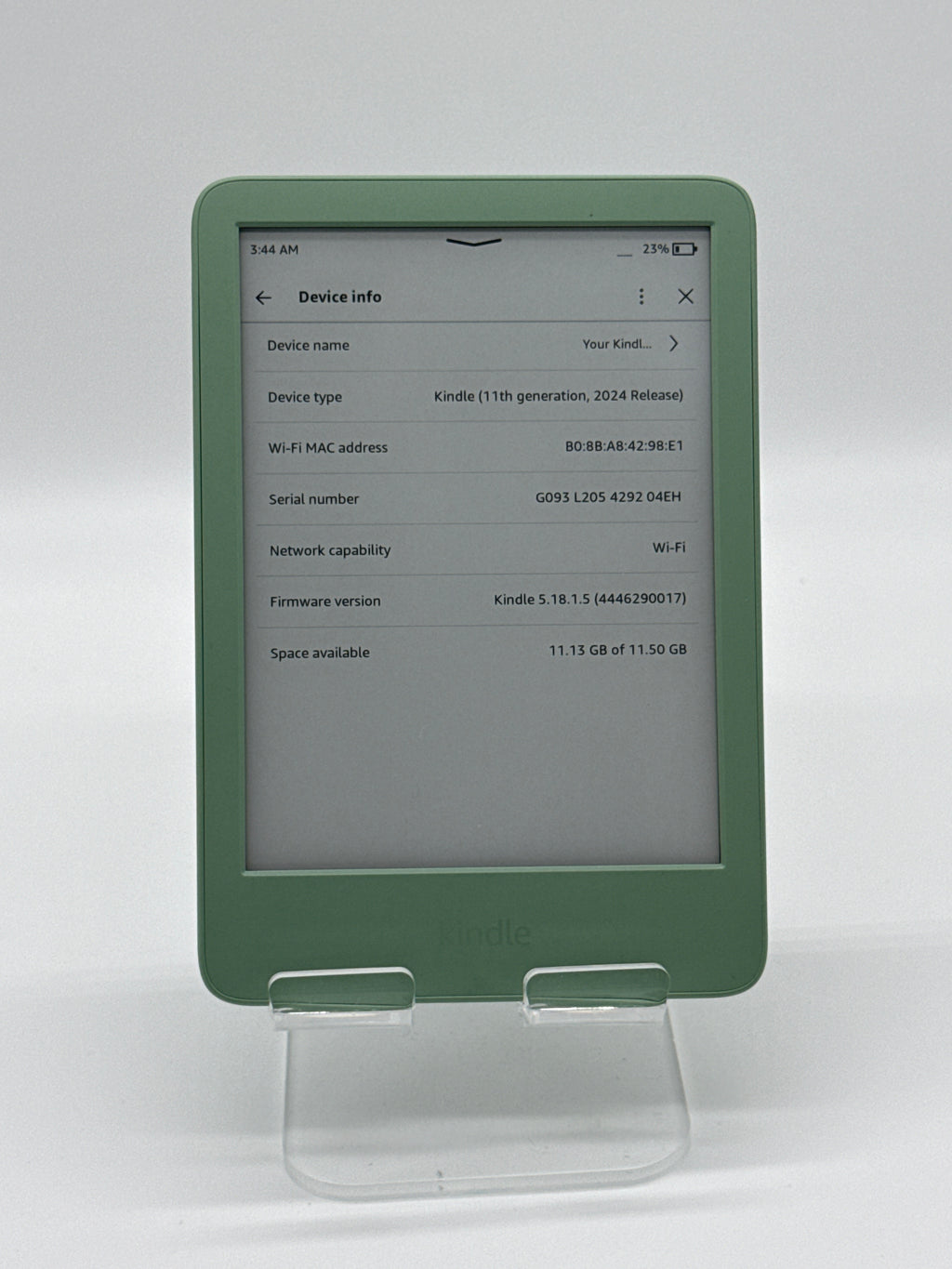 BUNDLE Amazon 6" Kindle 11th Gen 16GB 2024 Matcha + Kindle Case