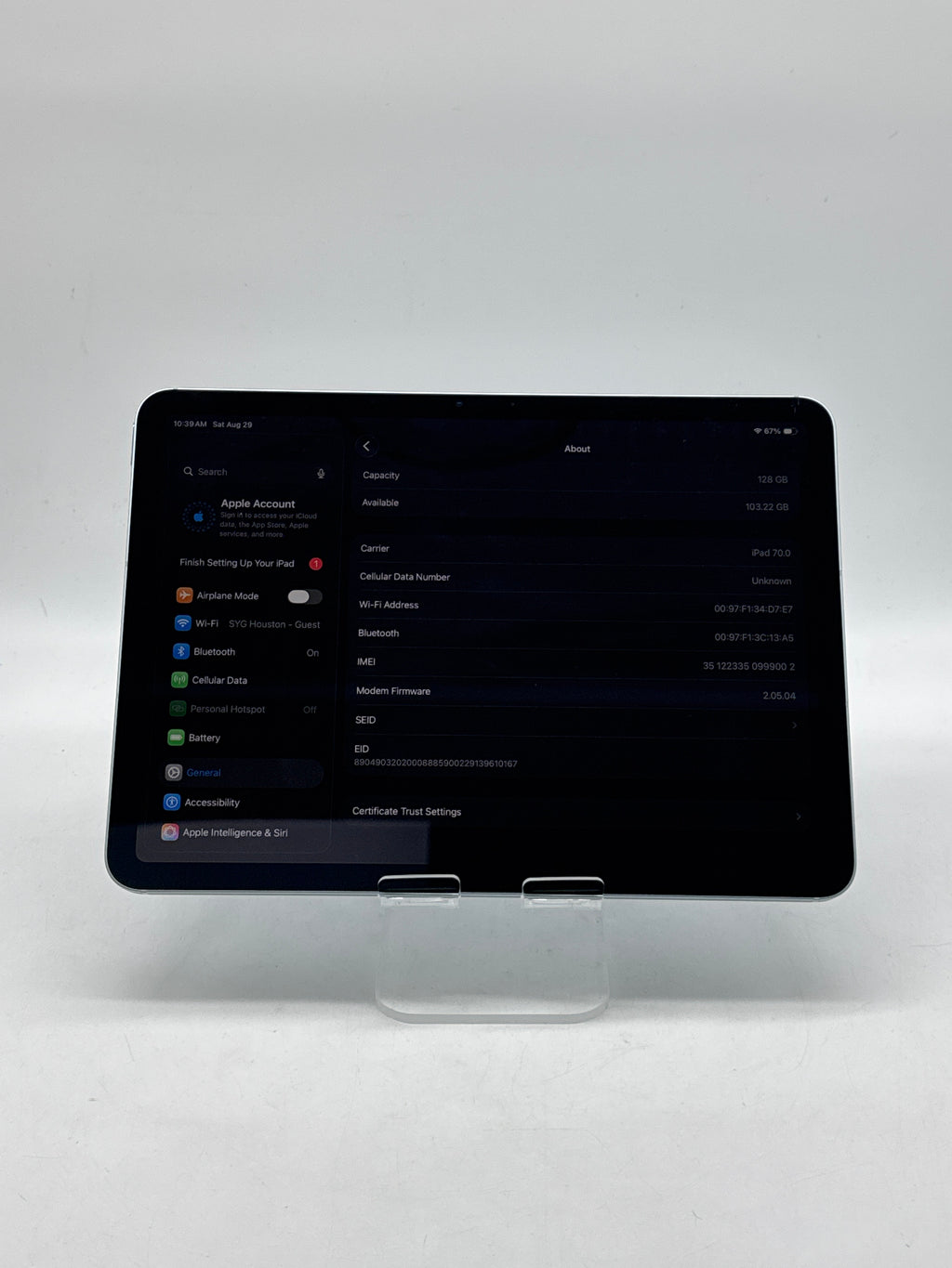 Apple iPad Air 11" M4 A3460 128GB Wi-Fi+Cellular Unlocked Blue Used w/ Box