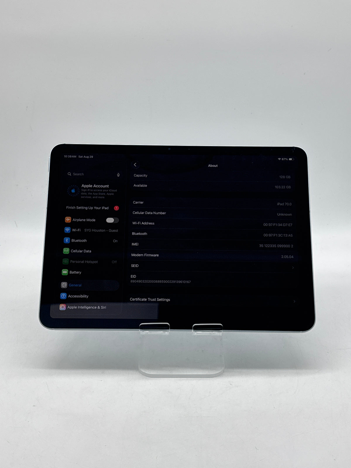 Apple iPad Air 11" M4 A3460 128GB Wi-Fi+Cellular Unlocked Blue Used w/ Box