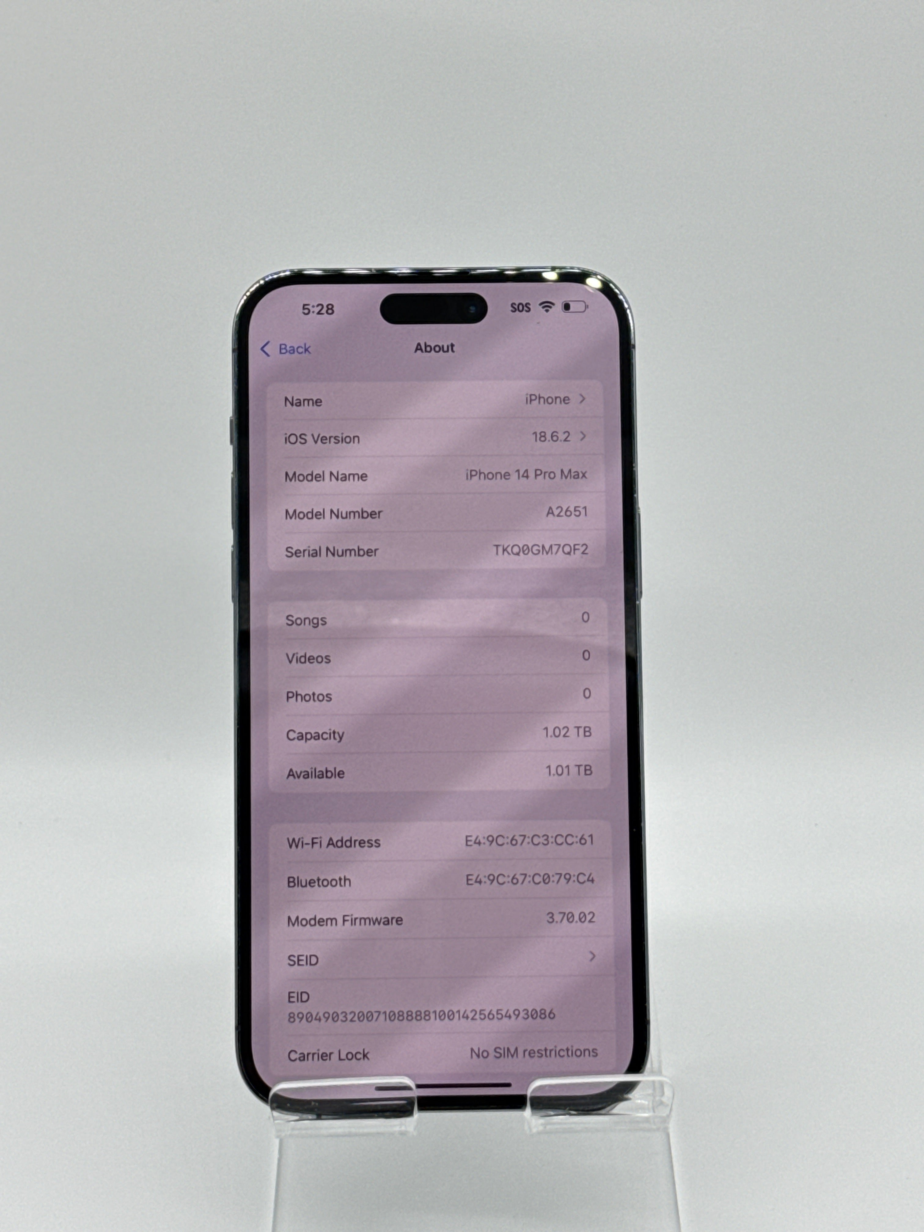 Apple iPhone 14 Pro Max 1 TB Storage A2651 Purple Unlocked