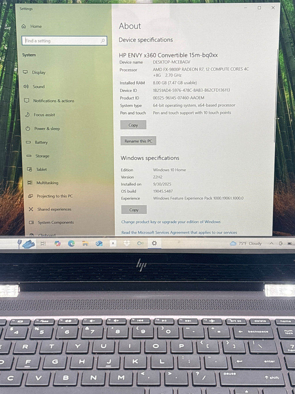 HP Envy x360 15m-bq021dx AMD FX 9800P 8GB RAM 1TB HDD