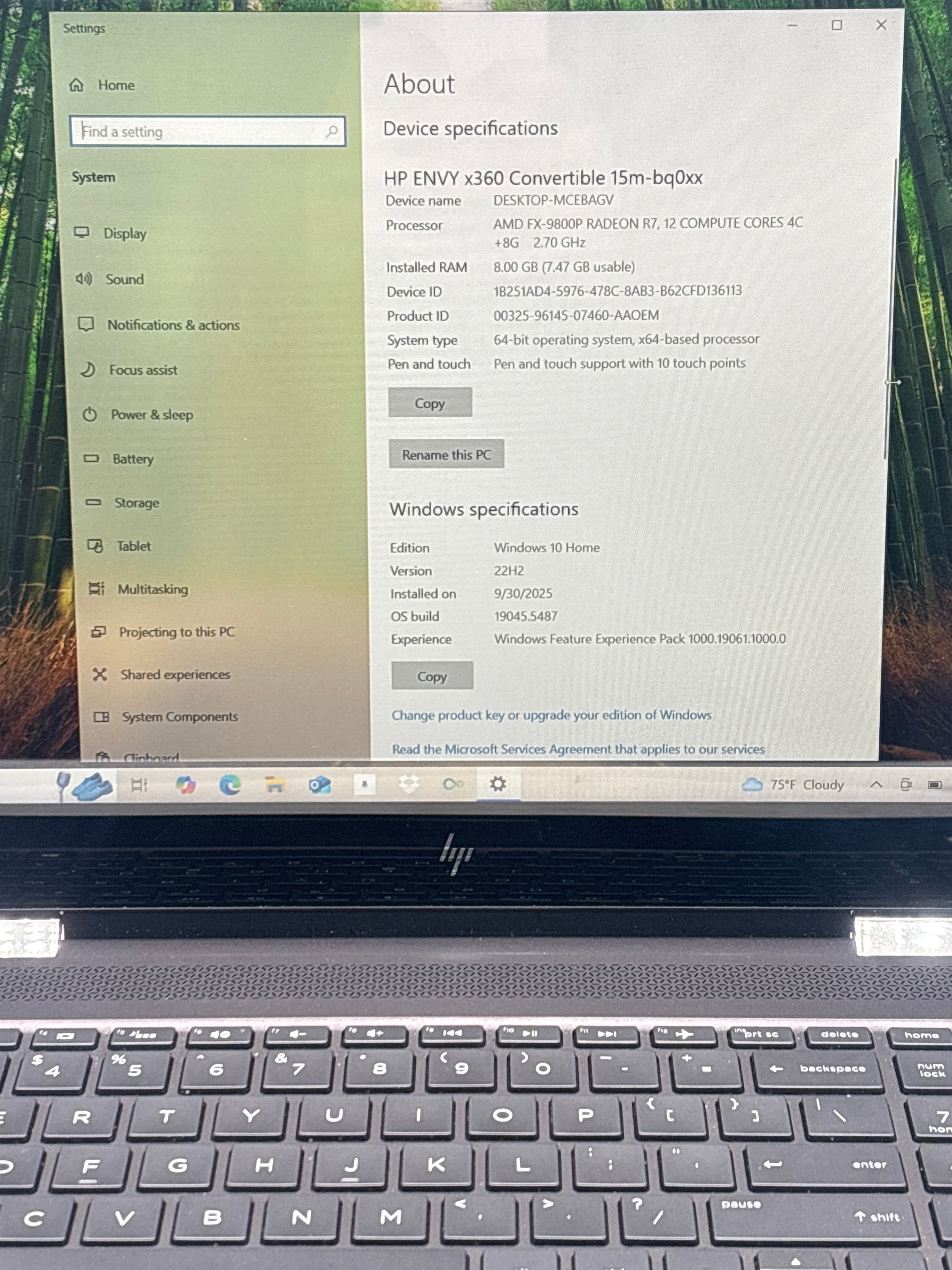 HP Envy x360 15m-bq021dx AMD FX 9800P 8GB RAM 1TB HDD