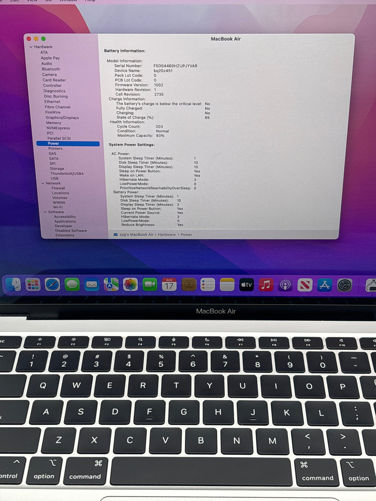 Apple MacBook Air 13" A2337 M1 8GB RAM 256GB SSD Silver - Used