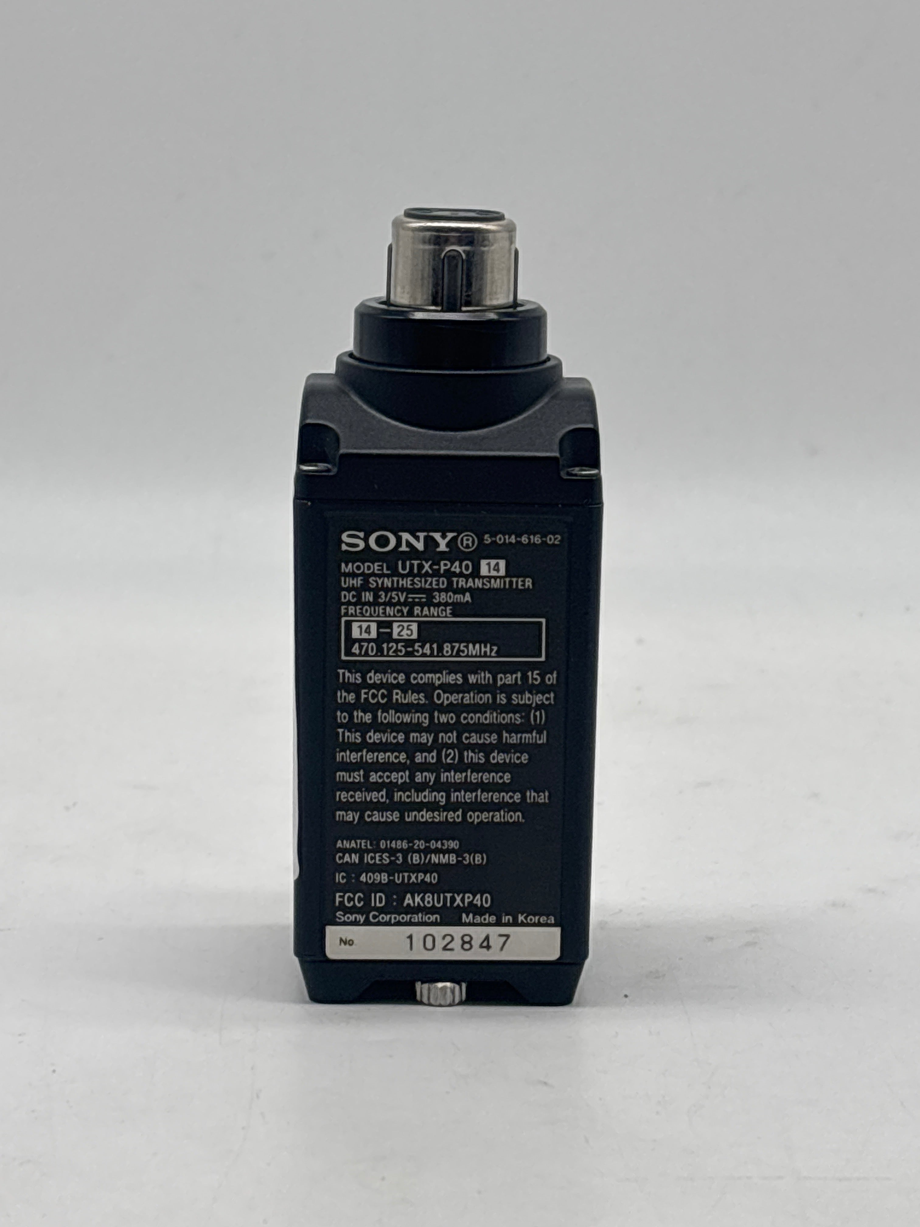 Sony UWP-D UTX-P40 XLR plug-on transmitter