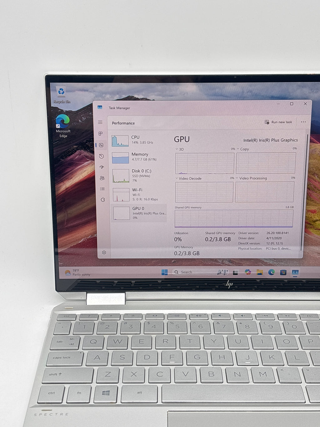 HP Spectre x360 13-aw0013dx i7-1065G7 8GB RAM 512GB SSD
