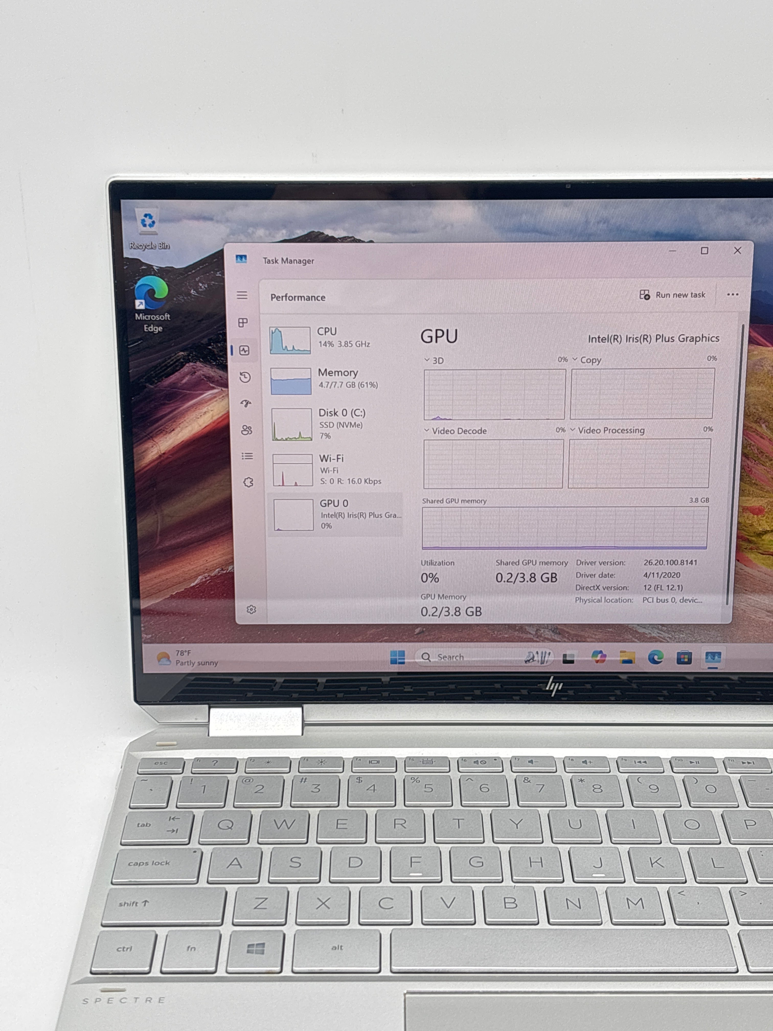 HP Spectre x360 13-aw0013dx i7-1065G7 8GB RAM 512GB SSD