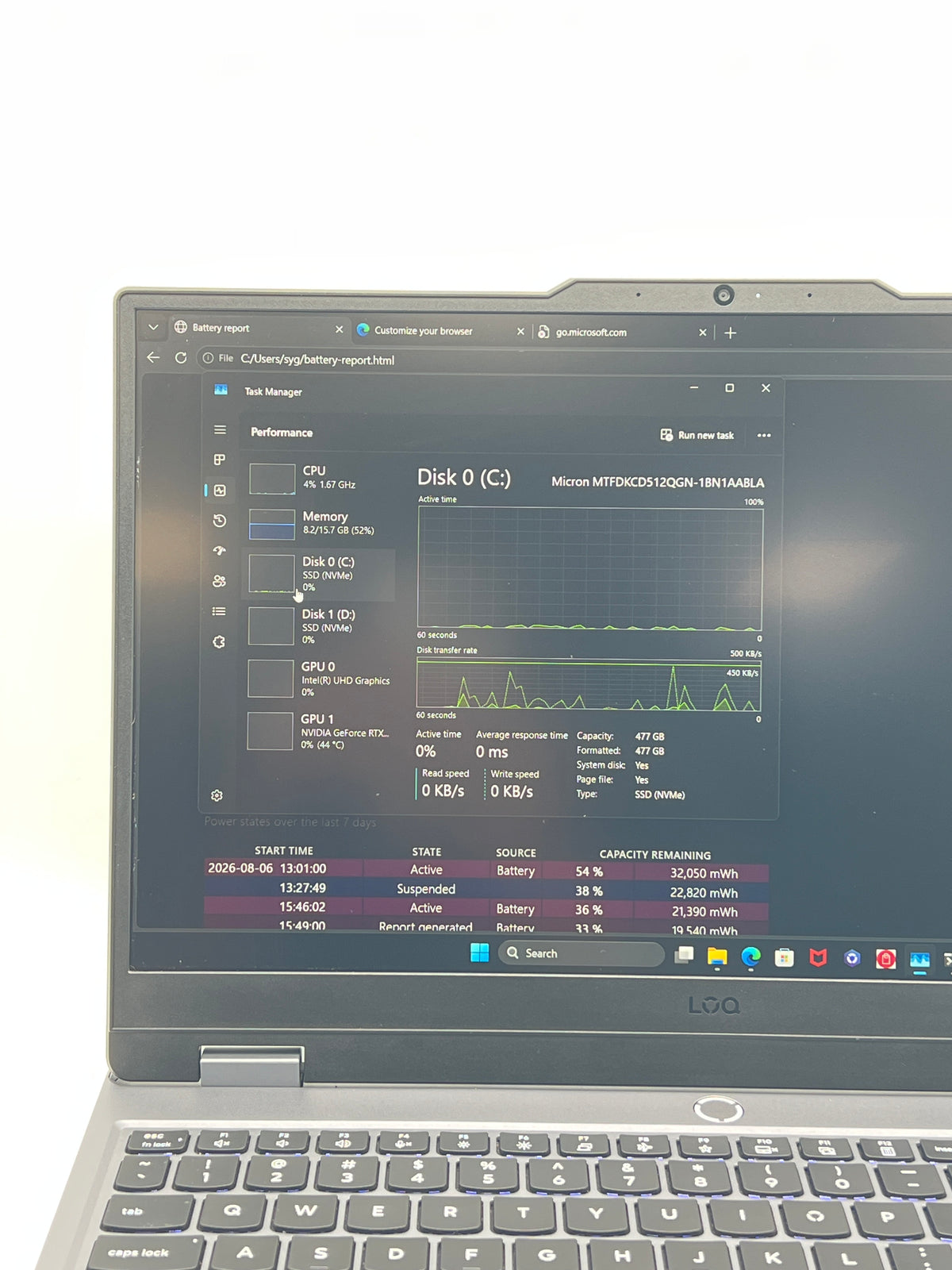 Lenovo LOQ 15IAX10 15" Intel Core i5-13450HX 16GB RAM 1TB SSD RTX 5050 Gray - Used