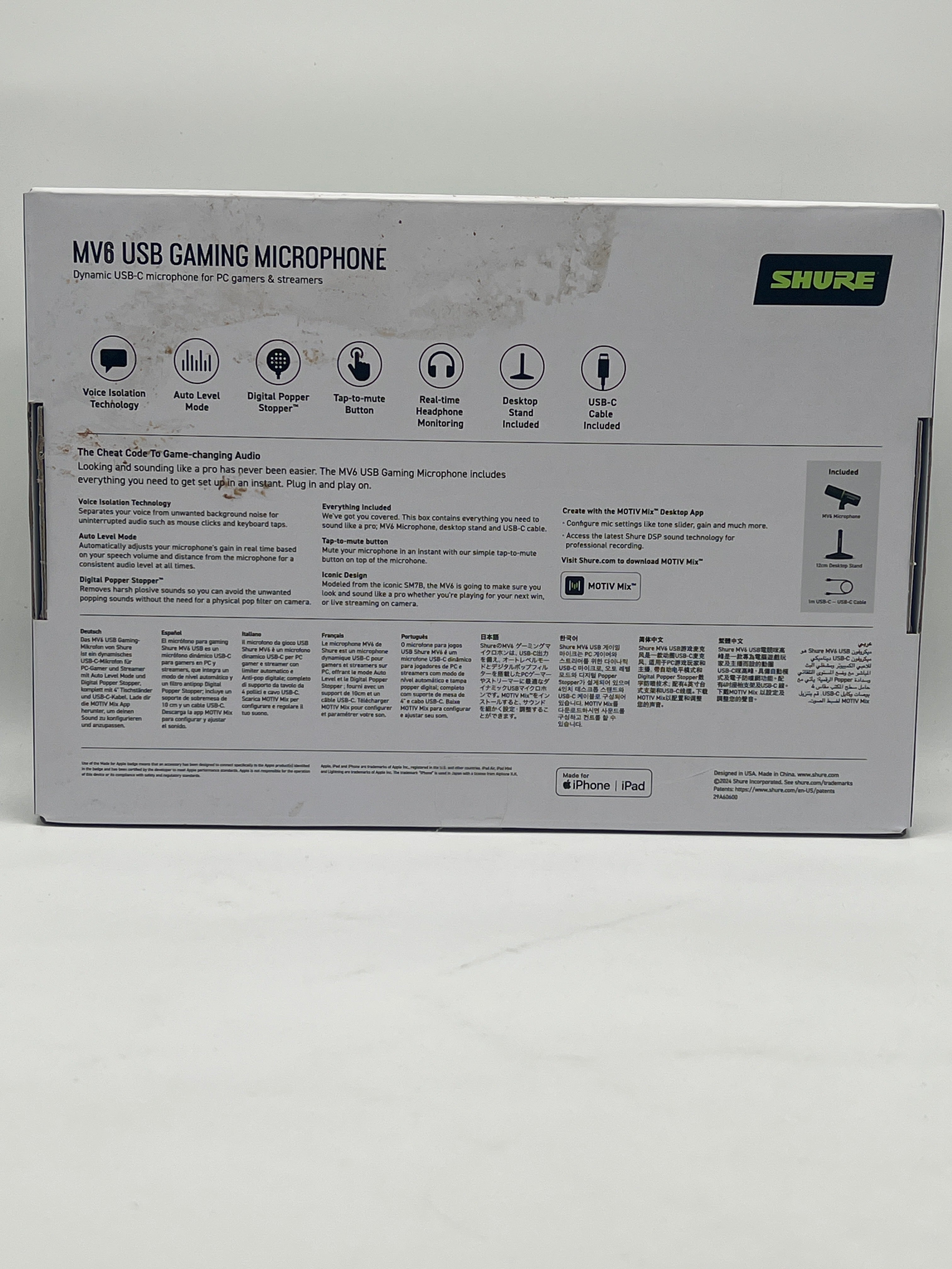 Shure MV6 USB Gaming Microphone Black Standard Connectivity New In Box