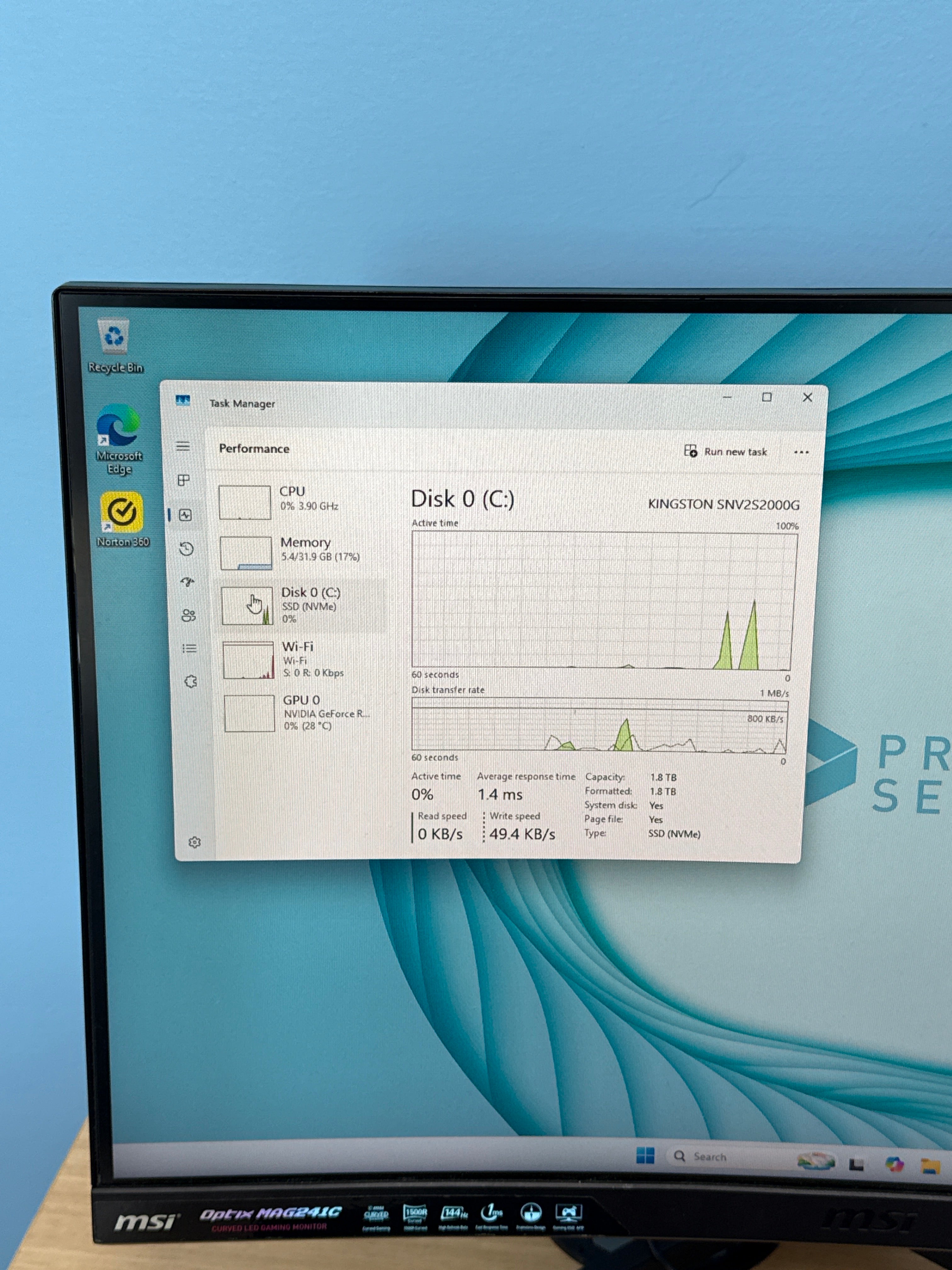 MSI Pro Series Desktop Computer i7-13700F 32GB RAM 2TB SSD RTX 4060 - Used