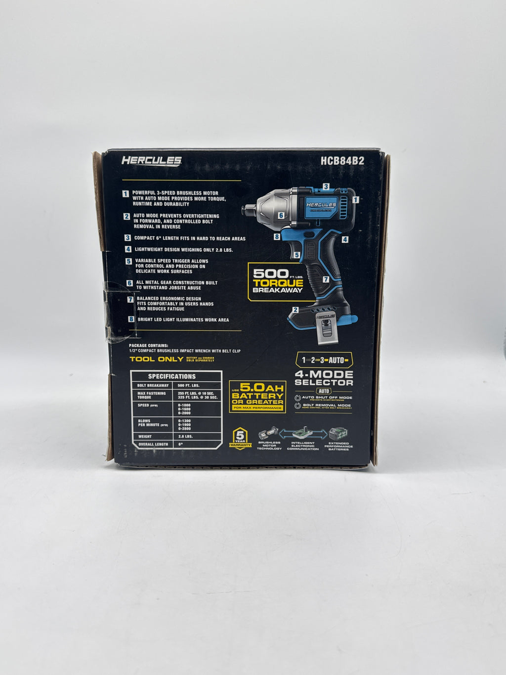 Hercules HCB84B2 20V Cordless Compact 4-Mode Impact Wrench - New in Box