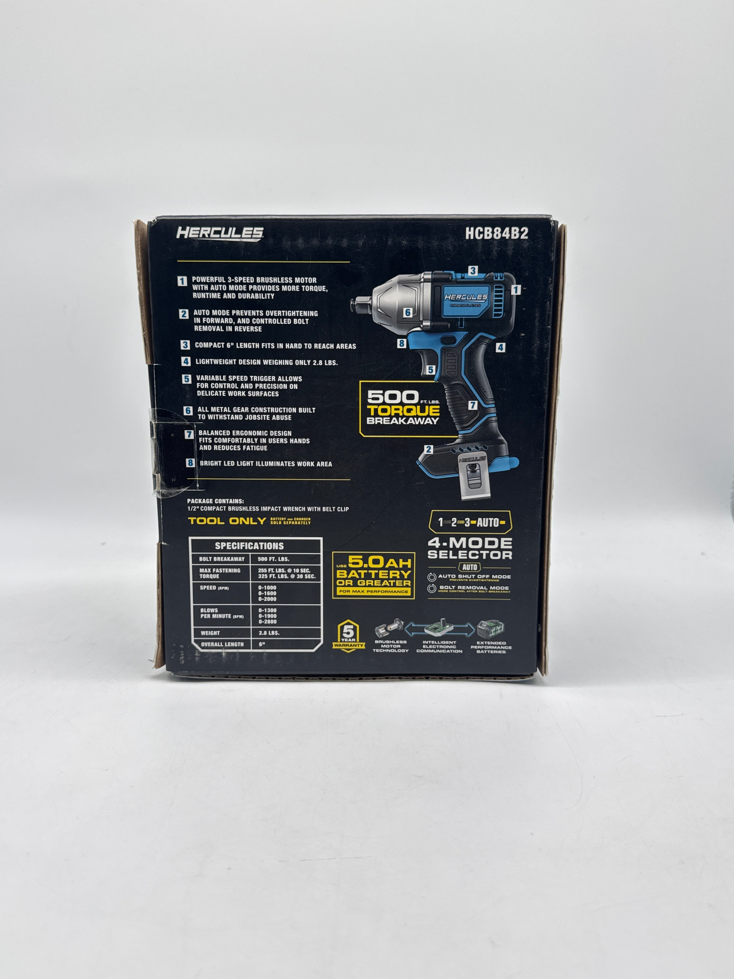 Hercules HCB84B2 20V Cordless Compact 4-Mode Impact Wrench - New in Box